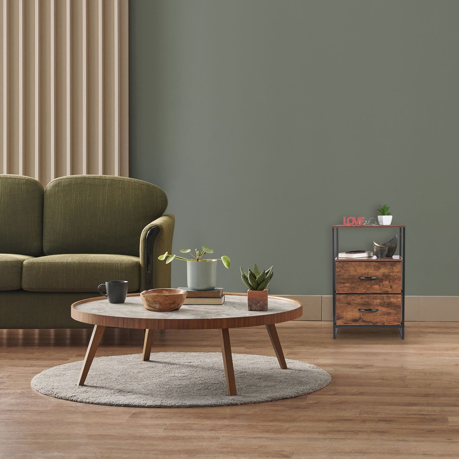 Nachttisch Industrial mit 2 Schubladen Dunkelbraun-Schwarz von Relaxdays
