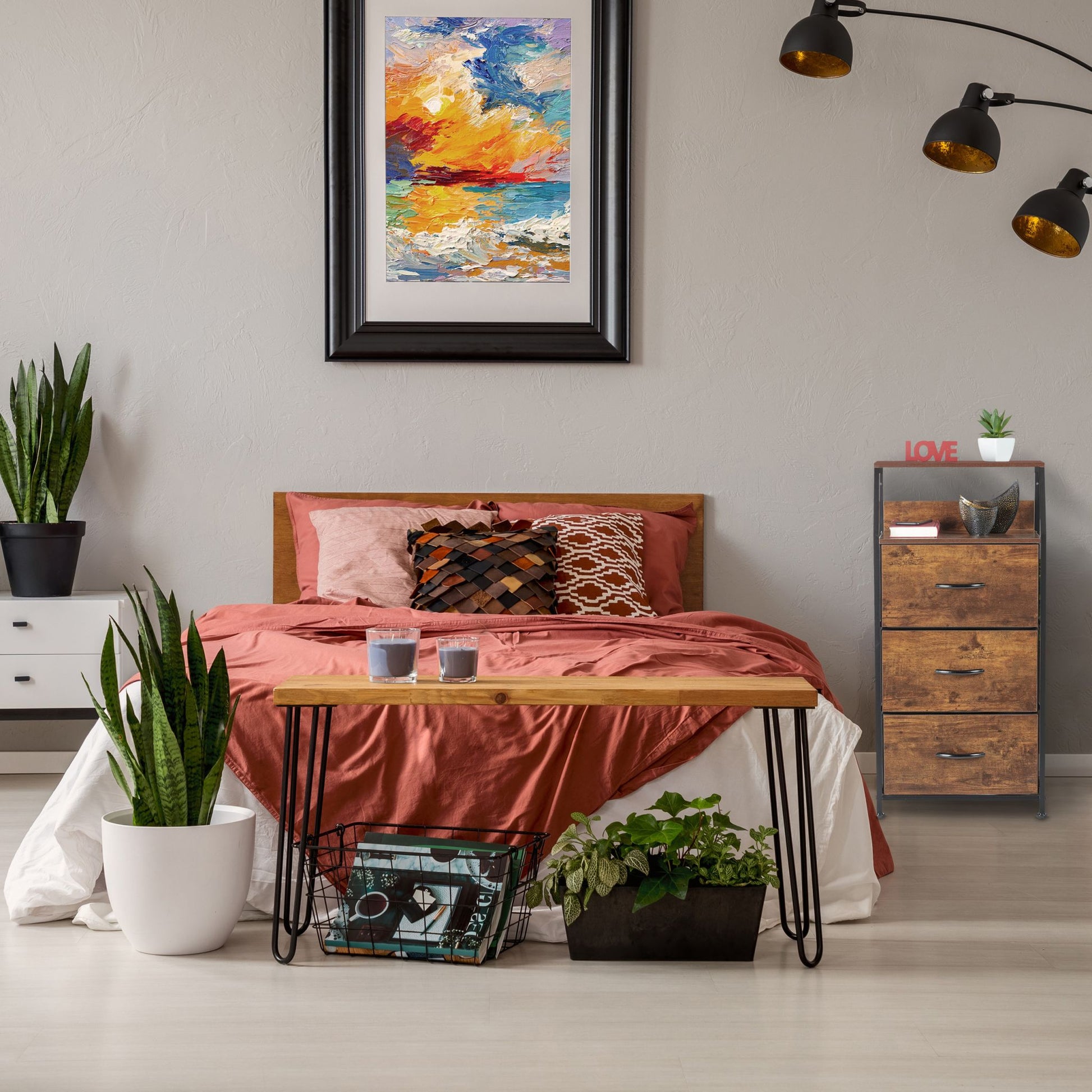 Standregal Industrial mit 3 Schubladen Dunkelbraun-Schwarz von Relaxdays
