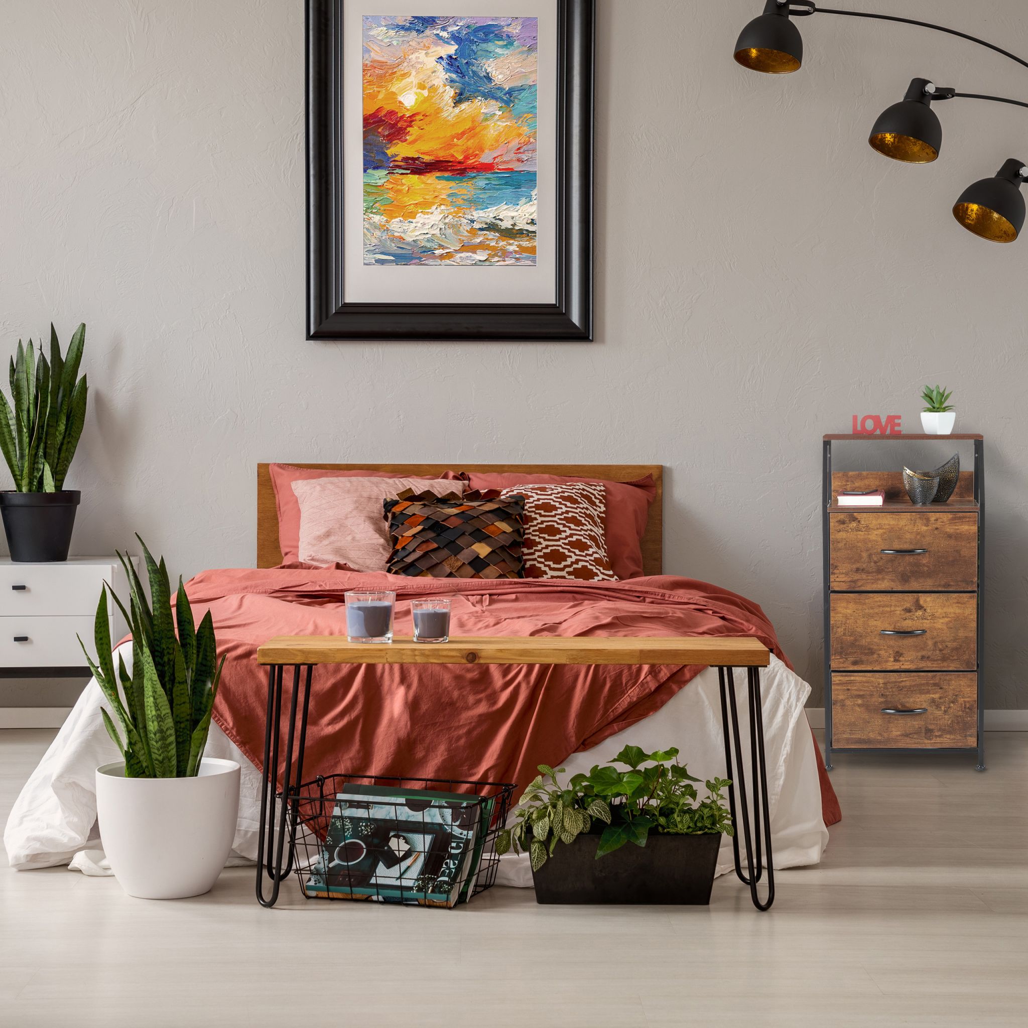 Standregal Industrial mit 3 Schubladen Dunkelbraun-Schwarz von Relaxdays