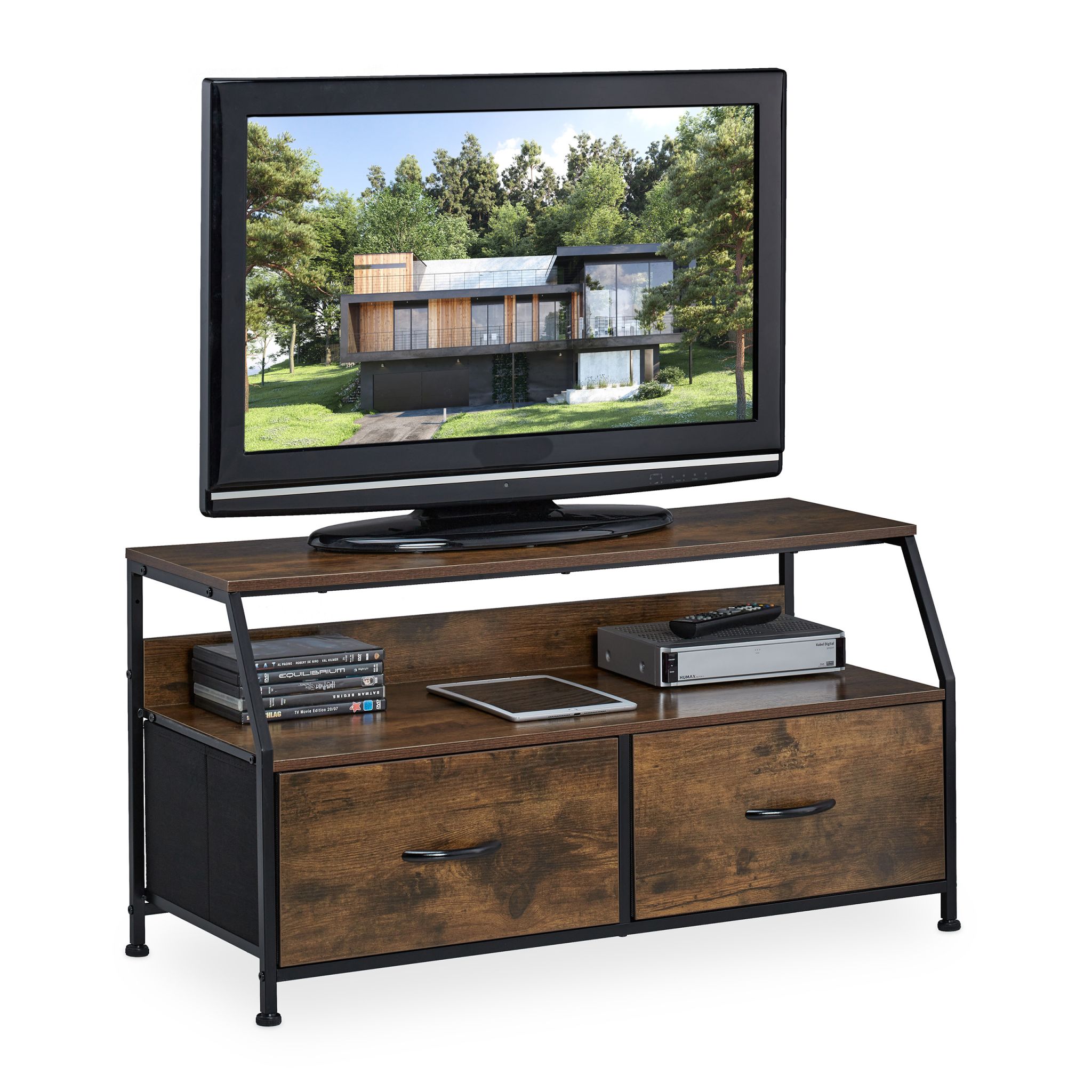TV Board Industrial Style Braun-Schwarz von Relaxdays