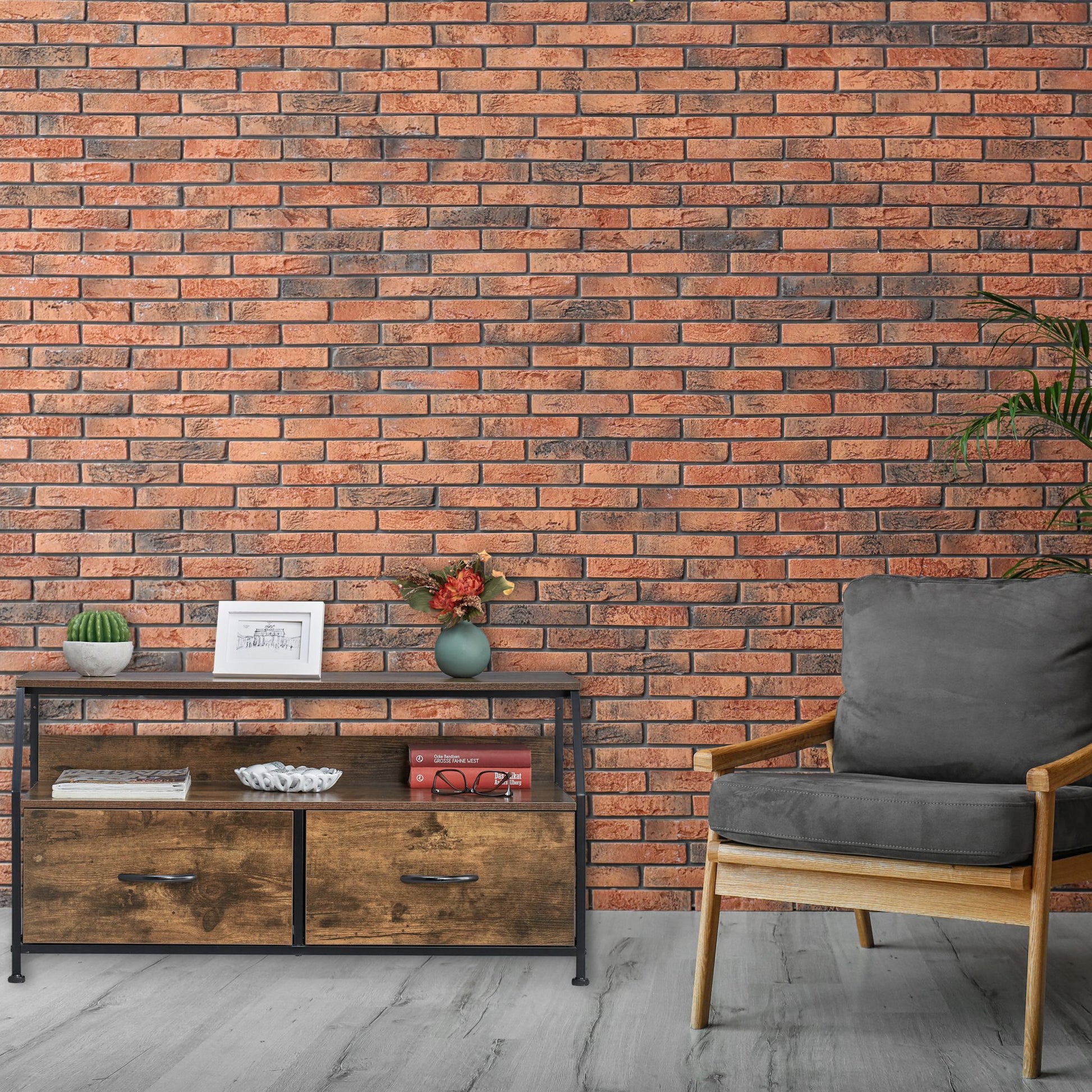 TV Board Industrial Style Braun-Schwarz von Relaxdays