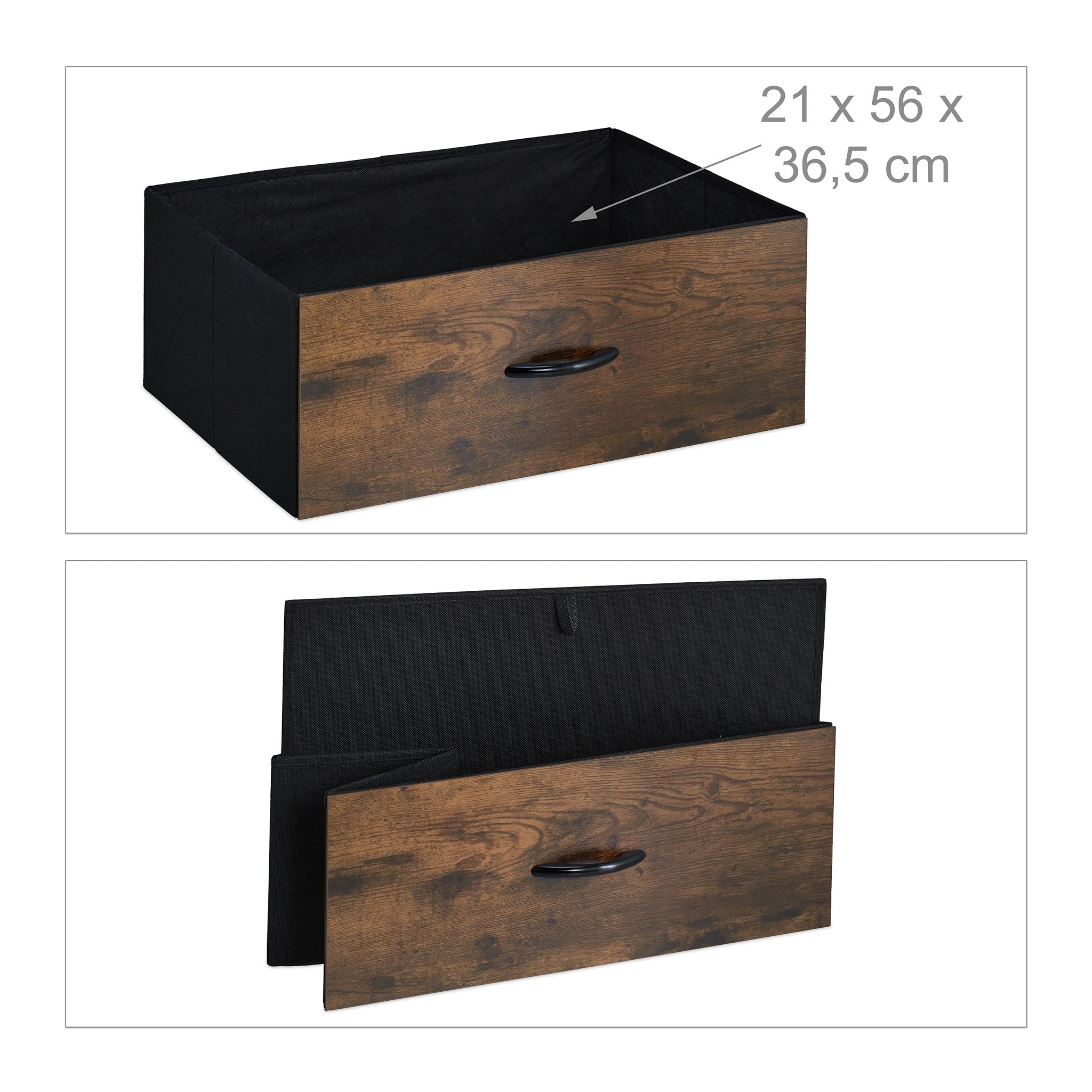 Kommode 3 Schubladen Braun-Schwarz von Relaxdays