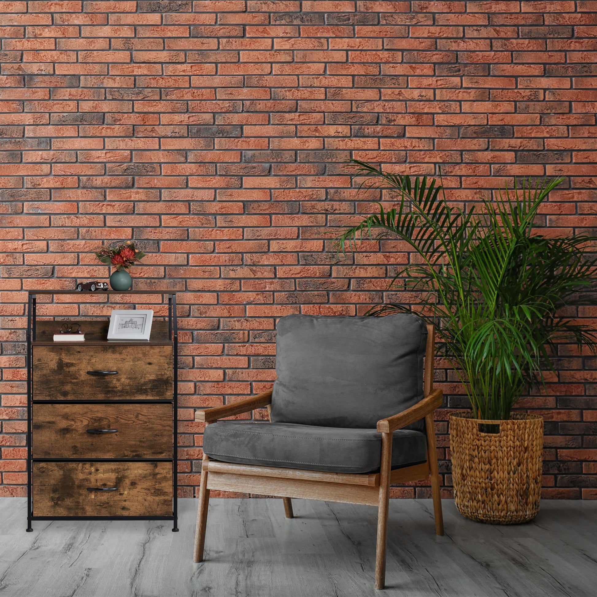 Kommode 3 Schubladen Braun-Schwarz von Relaxdays