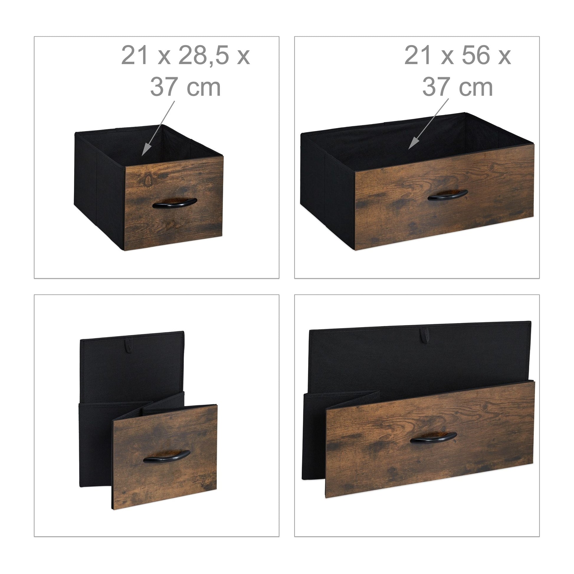 Kommode mit 4 Schubladen Dunkelbraun-Schwarz von Relaxdays