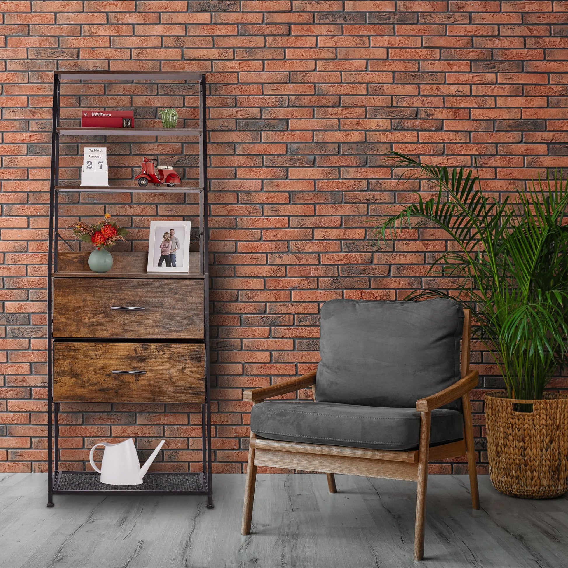 Vintage Regal Industrial Design Dunkelbraun-Schwarz von Relaxdays