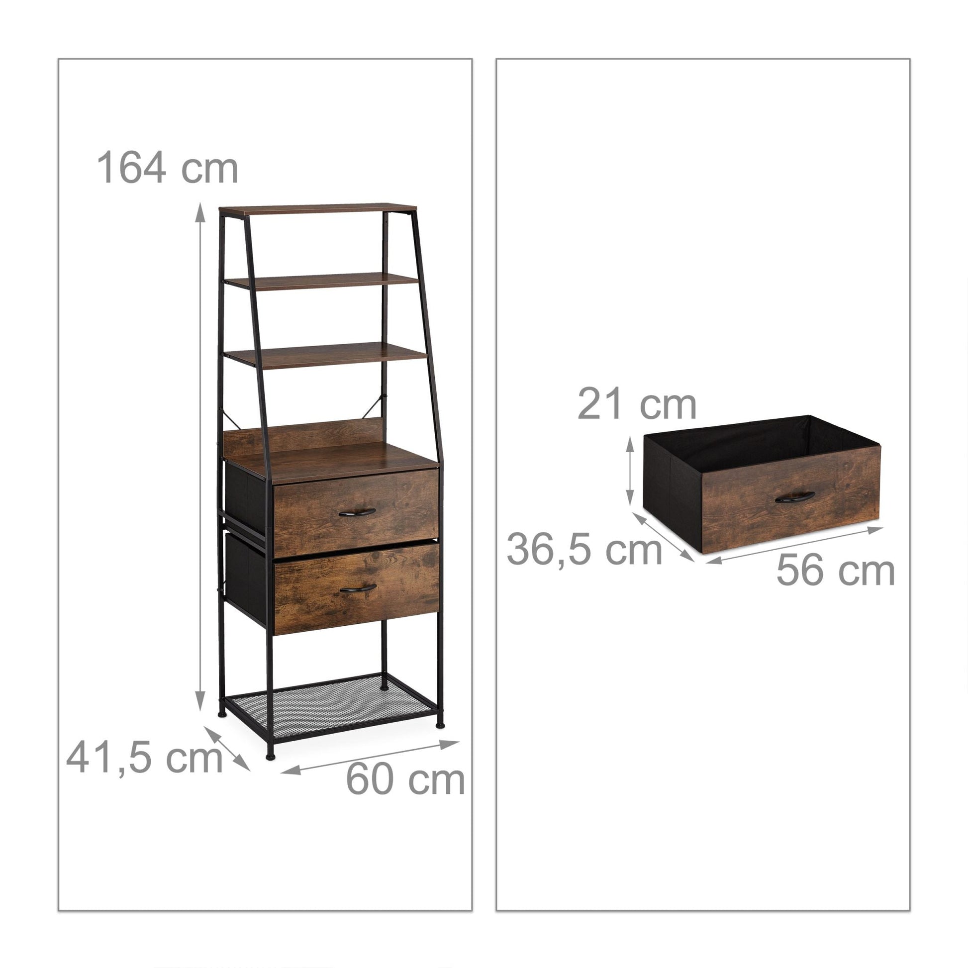 Vintage Regal Industrial Design Dunkelbraun-Schwarz von Relaxdays