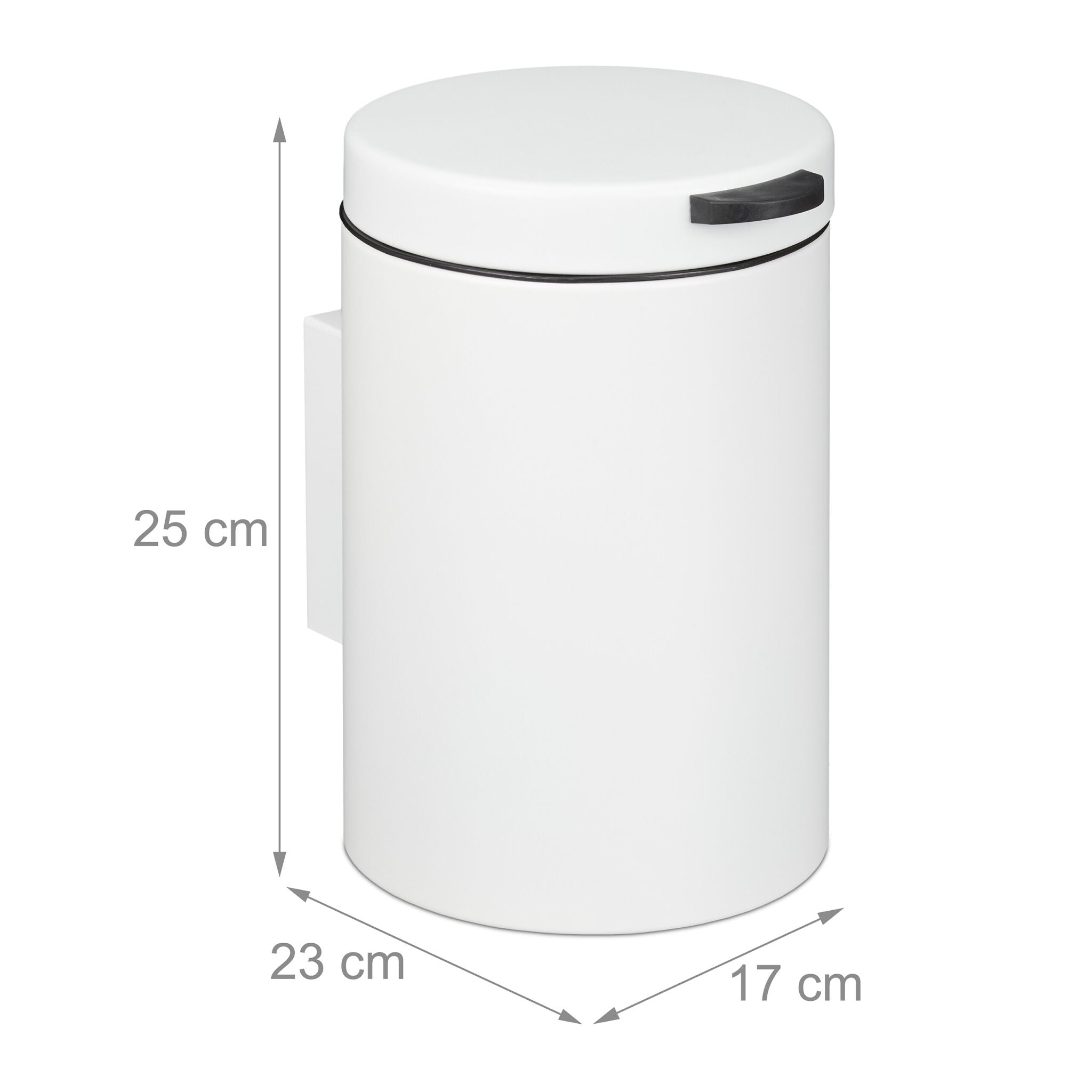 Kosmetikeimer Wandmontage 3 Liter Weiss-Schwarz von Relaxdays