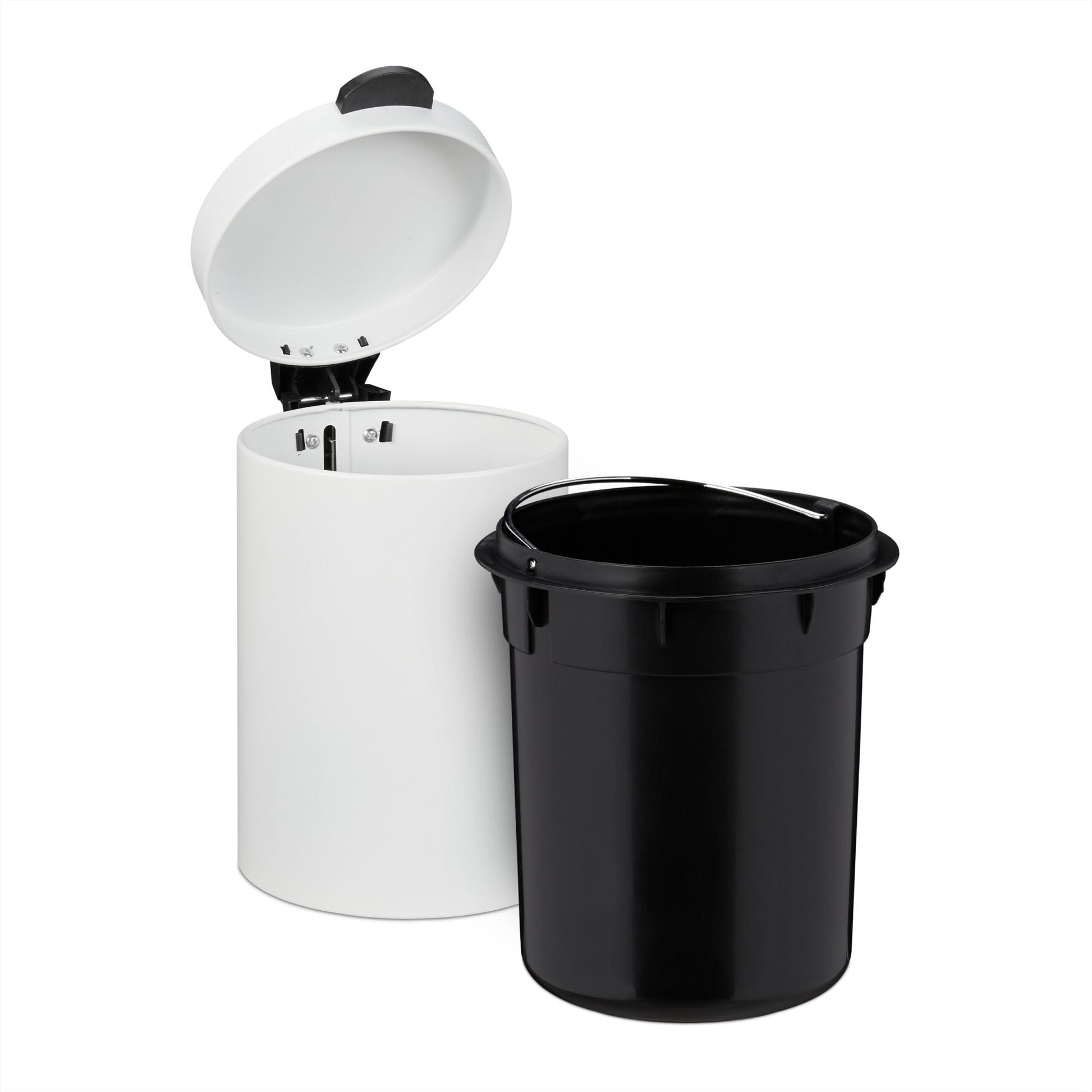 Kosmetikeimer Wandmontage 3 Liter Weiss-Schwarz von Relaxdays