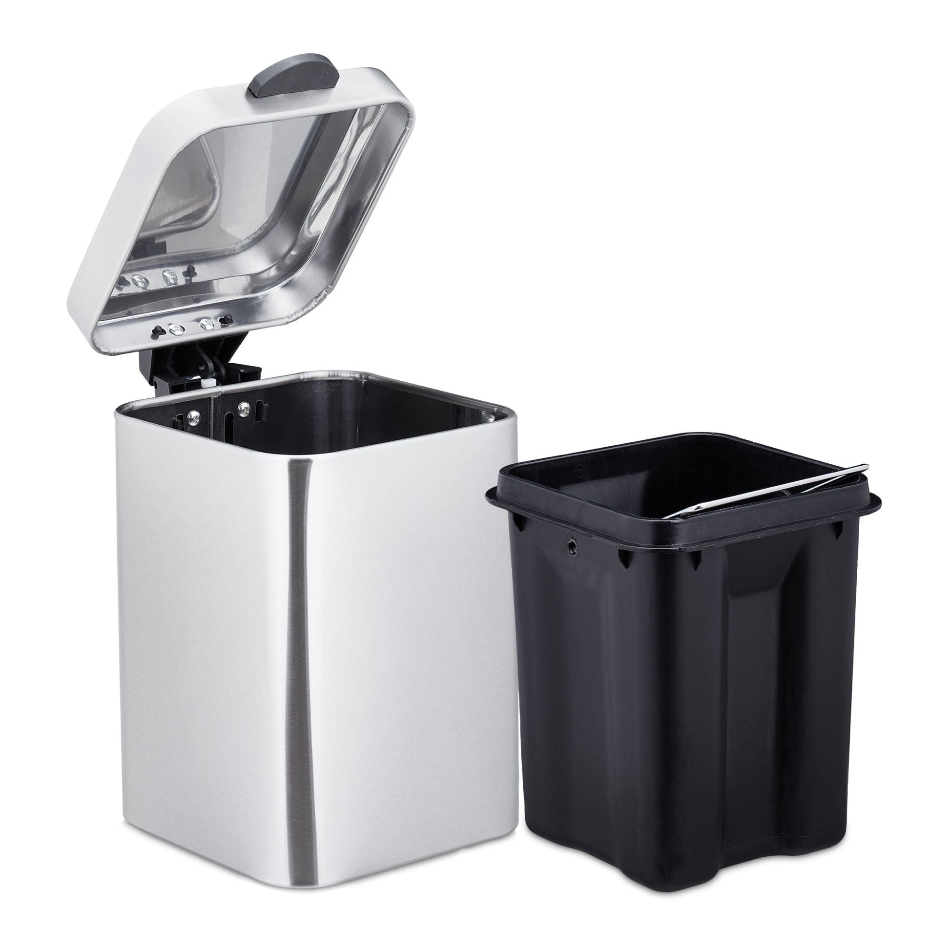 Kosmetikeimer Wandmontage 3 L Schwarz-Silber von Relaxdays