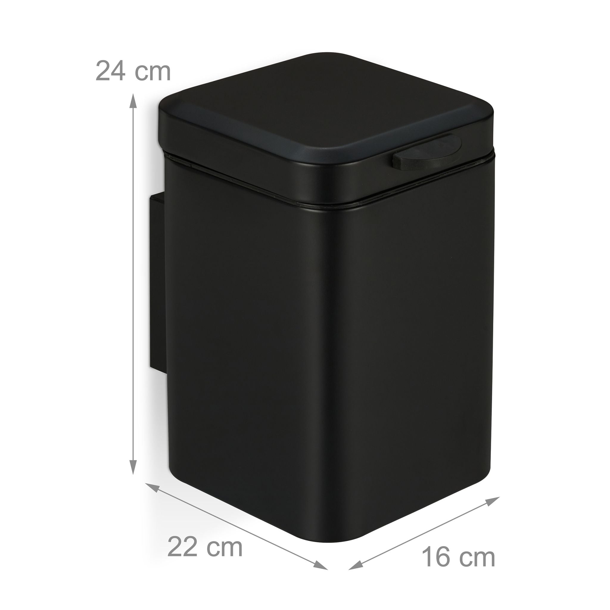 Kosmetikeimer Wandmontage 3 Liter Schwarz von Relaxdays