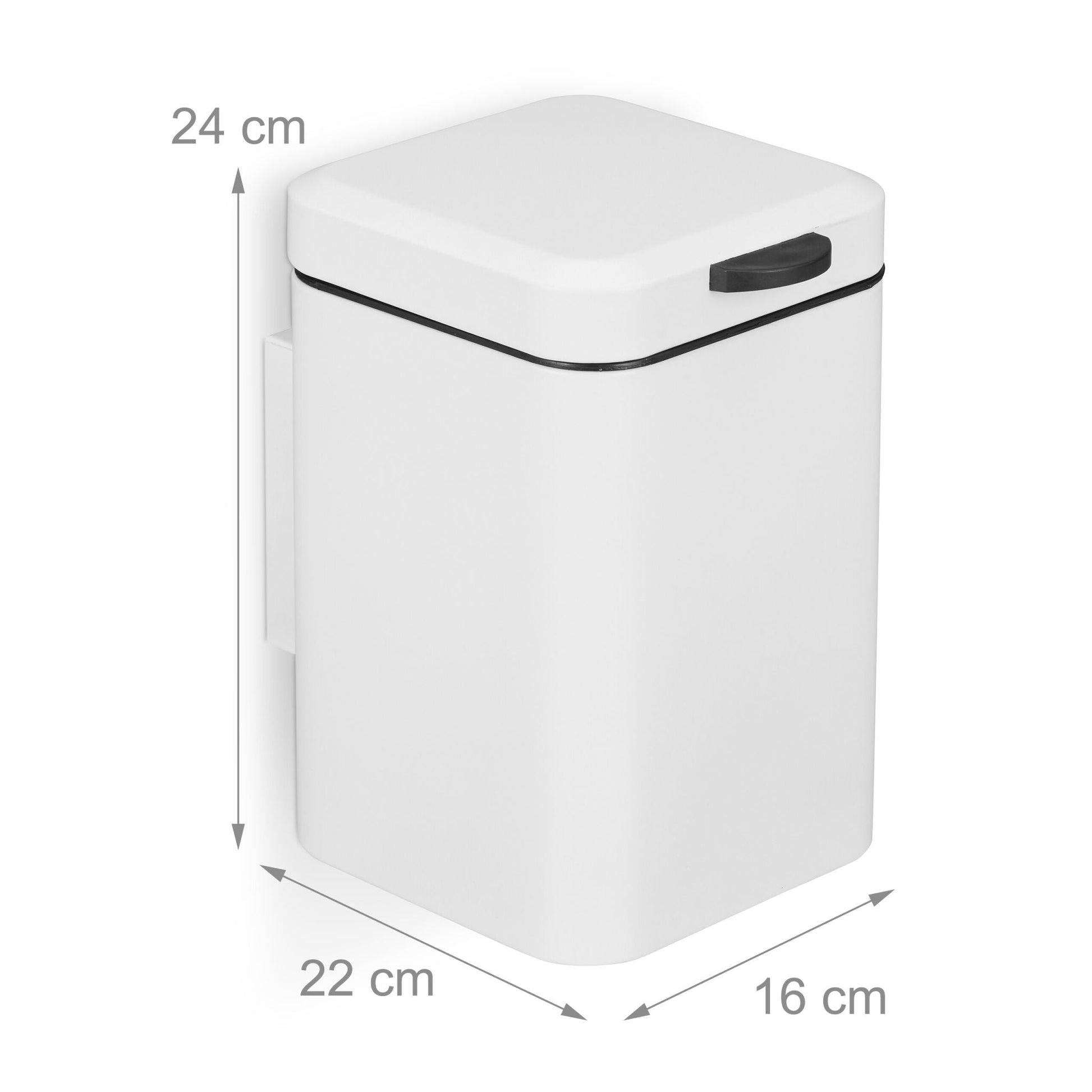Kosmetikeimer Wandmontage 3 Liter Weiss-Schwarz von Relaxdays