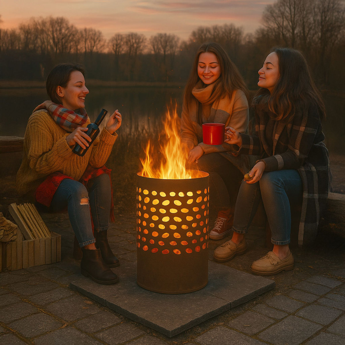Feuertonne Rostoptik Braun von Relaxdays