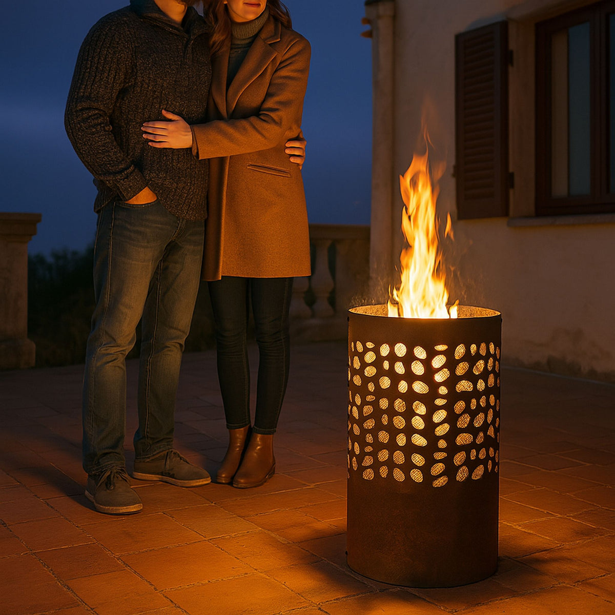 Feuertonne Rostoptik Braun von Relaxdays