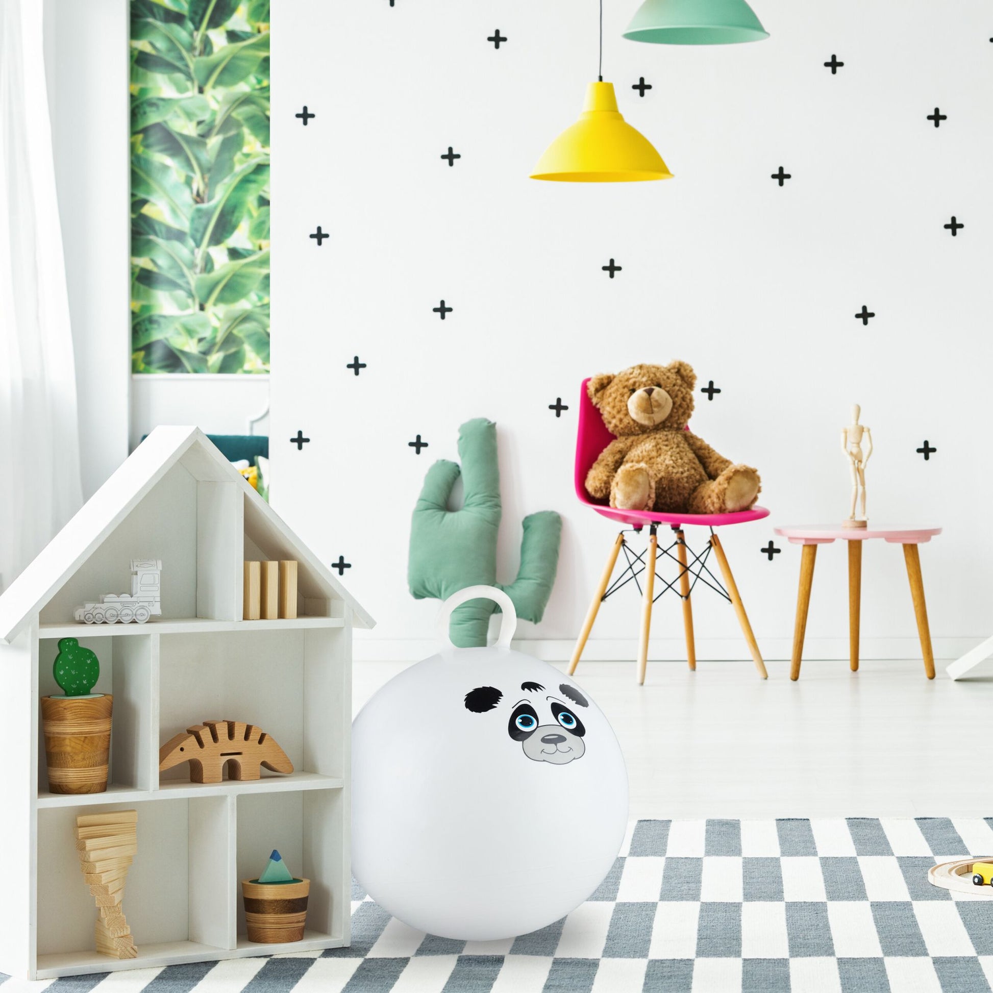 Hüpfball für Kinder mit Tiermotiv Weiss von Relaxdays
