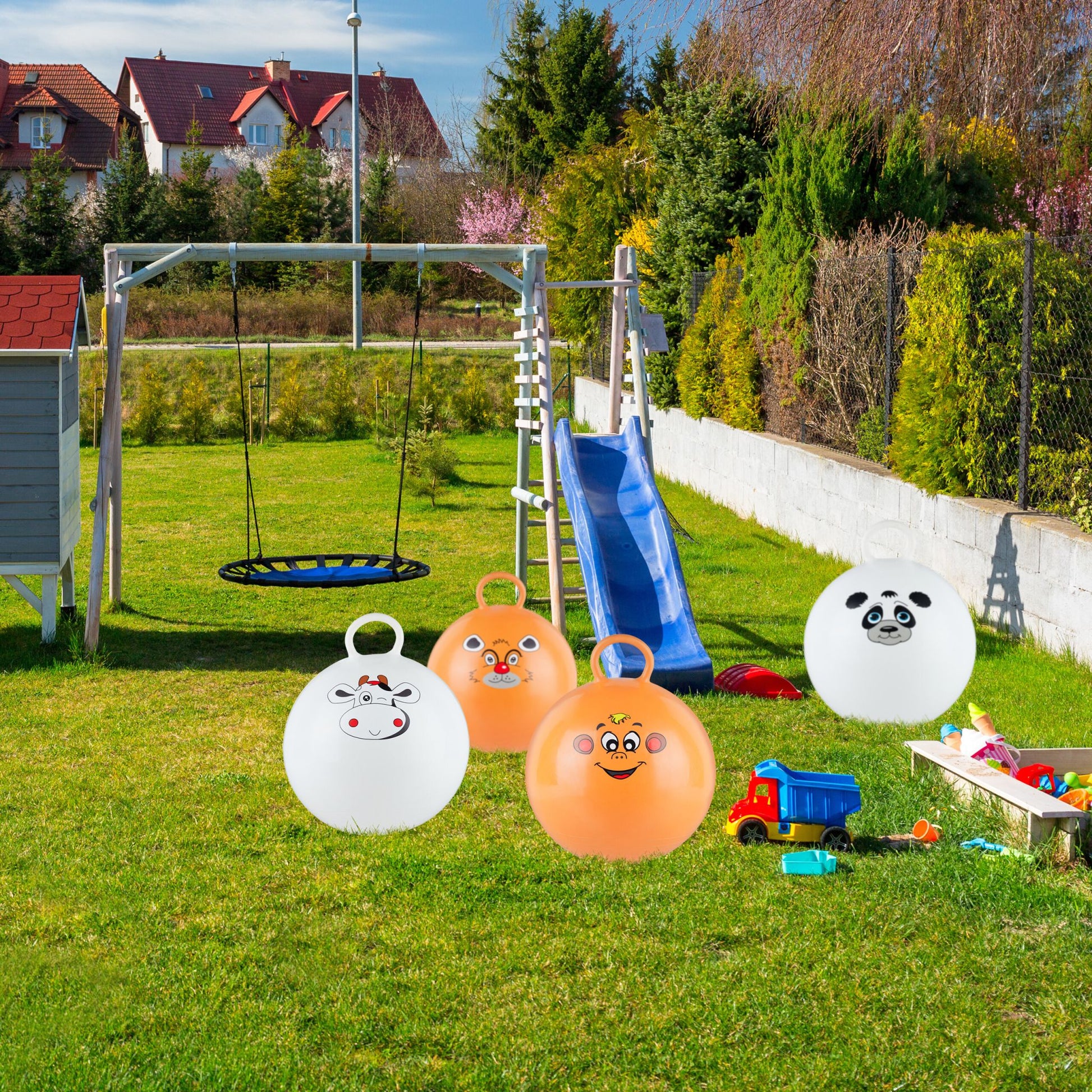 Hüpfball für Kinder mit Tiermotiv Weiss von Relaxdays