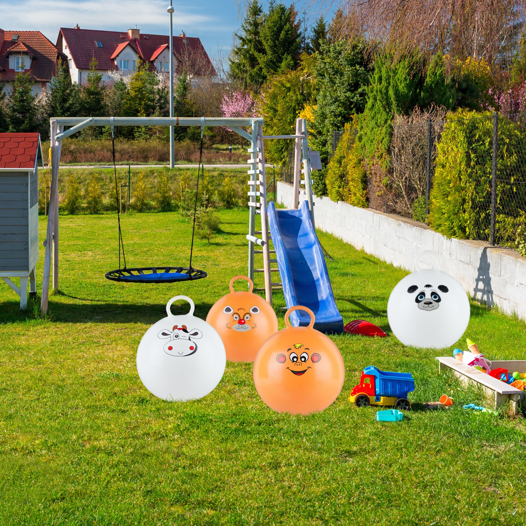 Hüpfball für Kinder mit Tiermotiv Weiss von Relaxdays