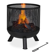 Feuerkorb Mesh Design Schwarz von Relaxdays