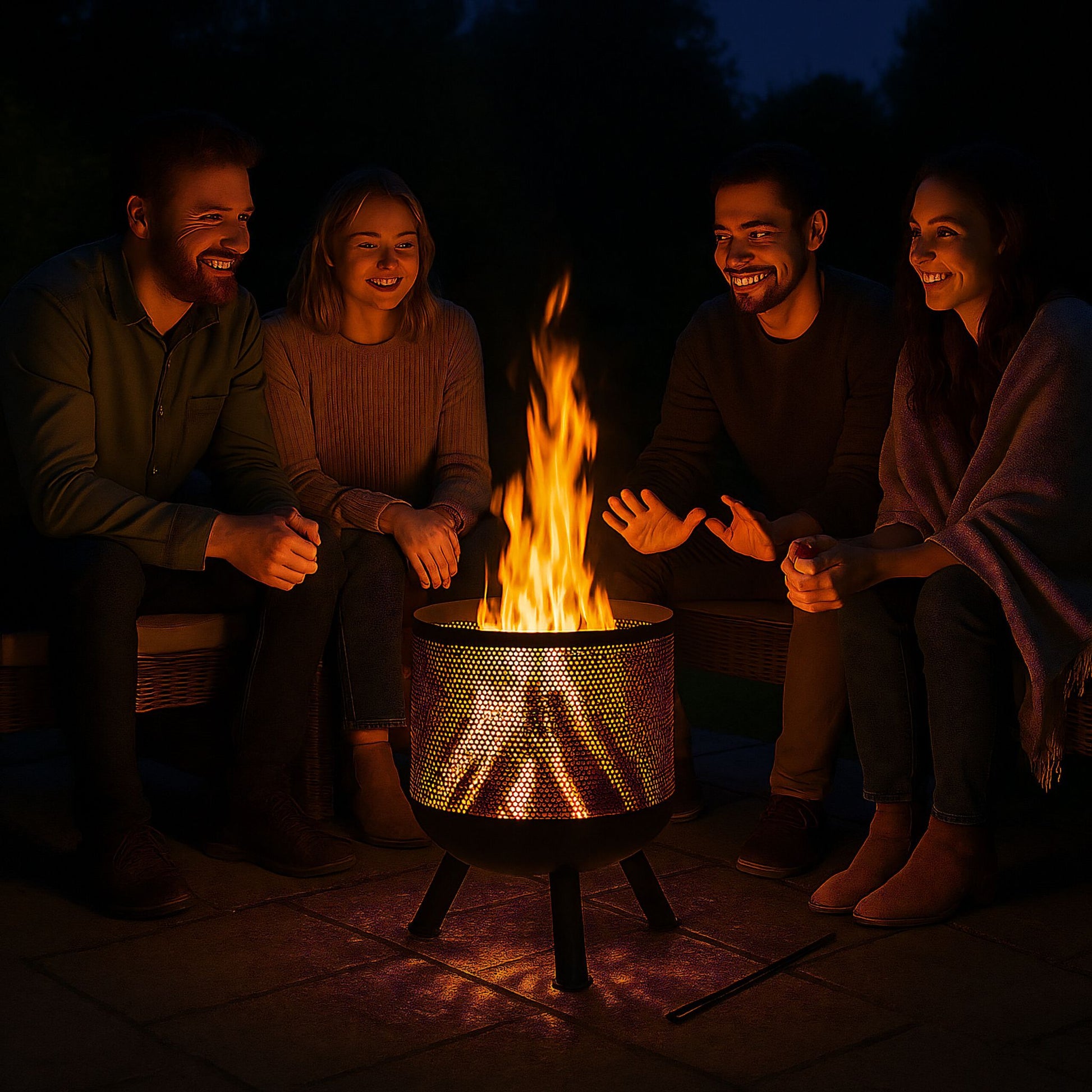 Feuerkorb Mesh Design Schwarz von Relaxdays
