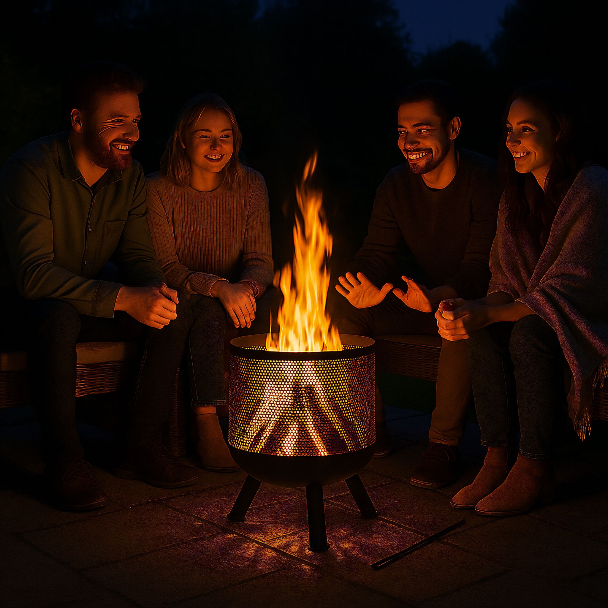 Feuerkorb Mesh Design Schwarz von Relaxdays
