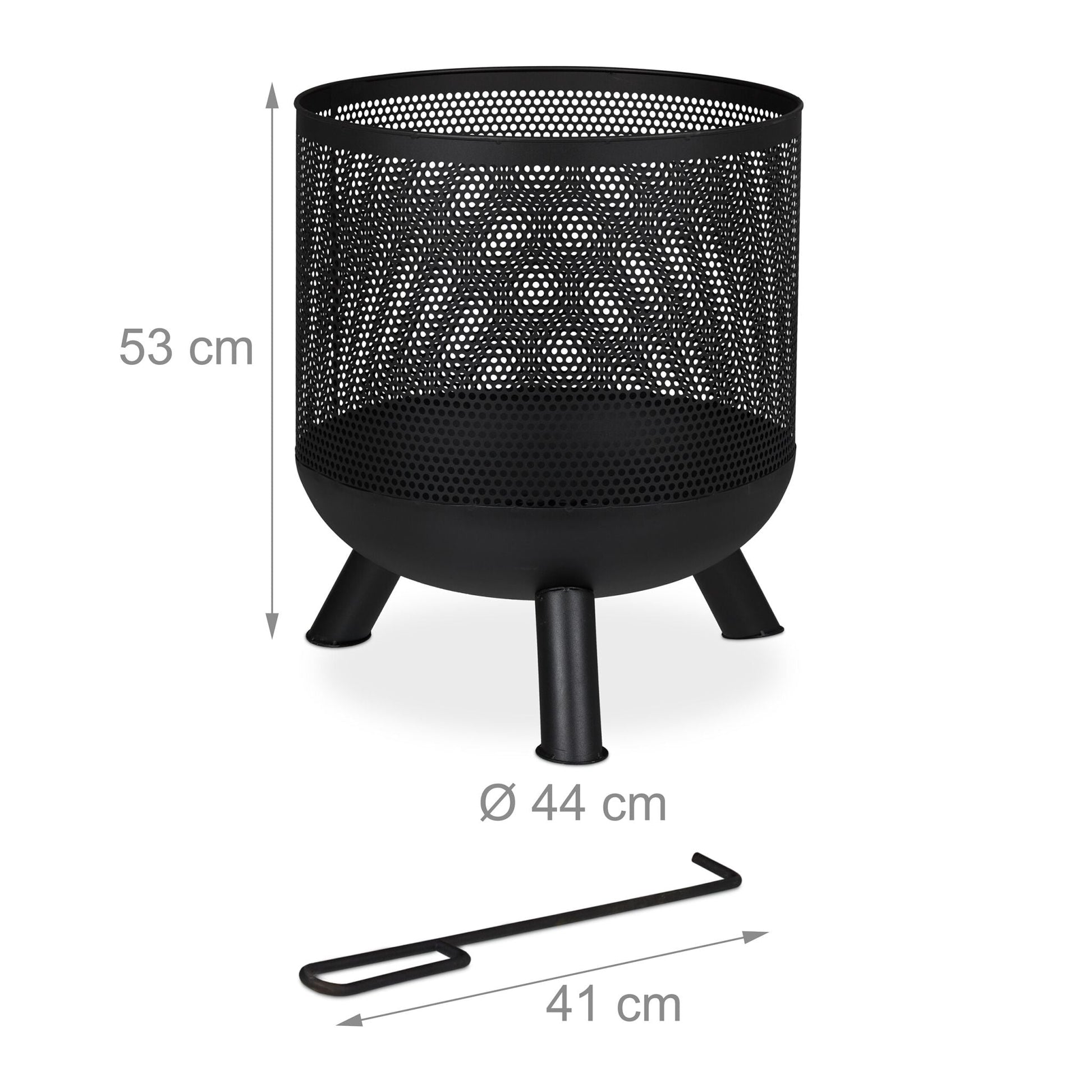 Feuerkorb Mesh Design Schwarz von Relaxdays