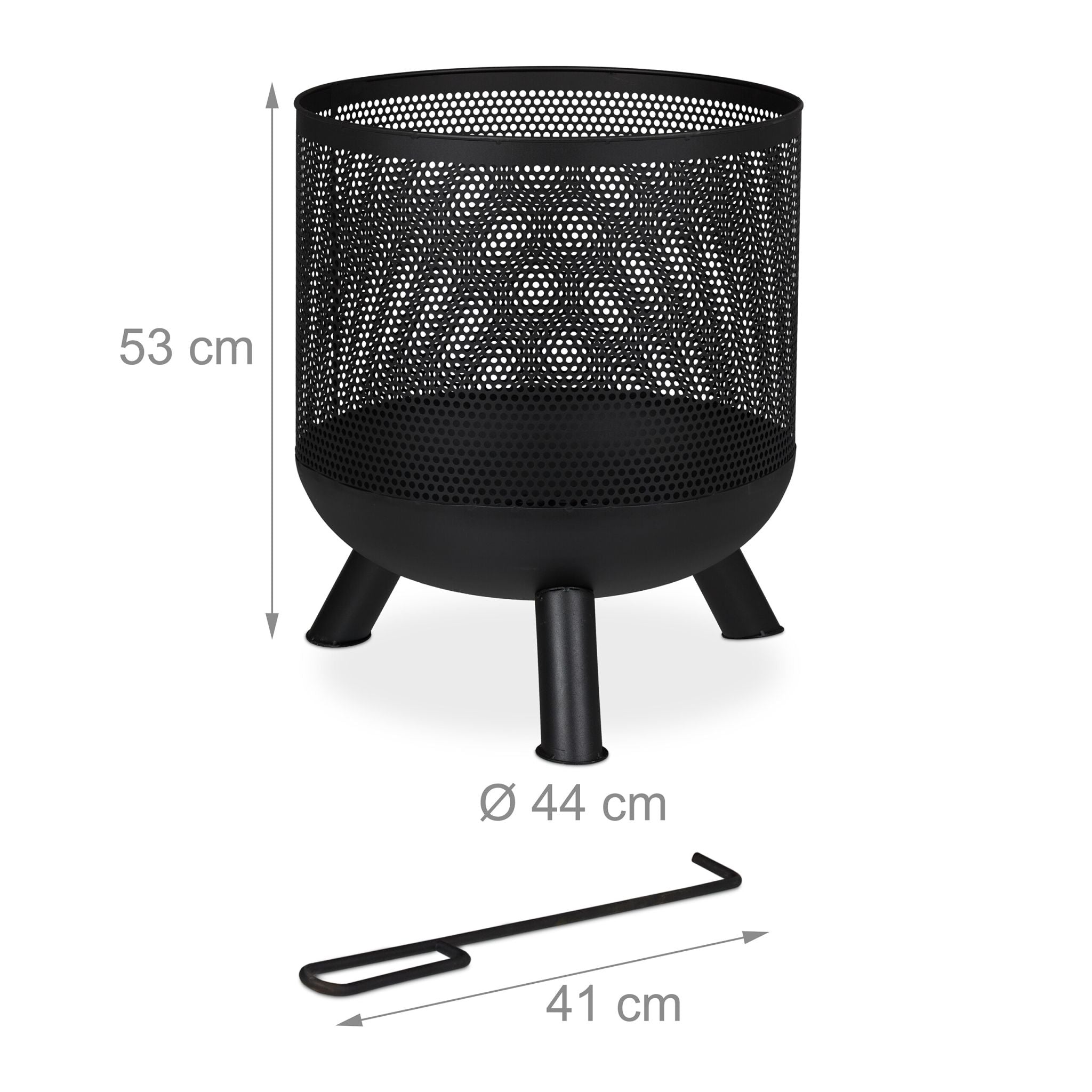 Feuerkorb Mesh Design Schwarz von Relaxdays