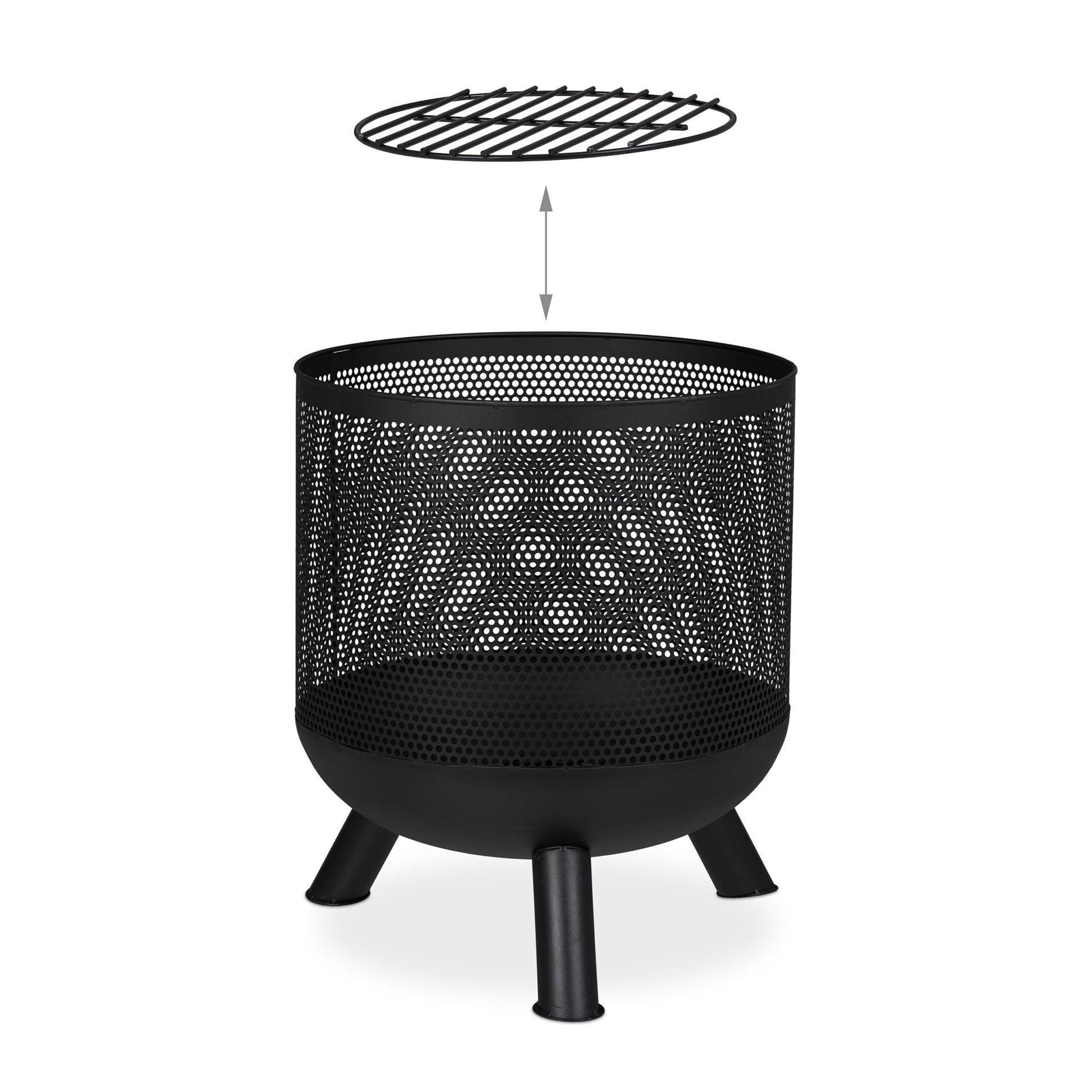Feuerkorb Mesh Design Schwarz von Relaxdays