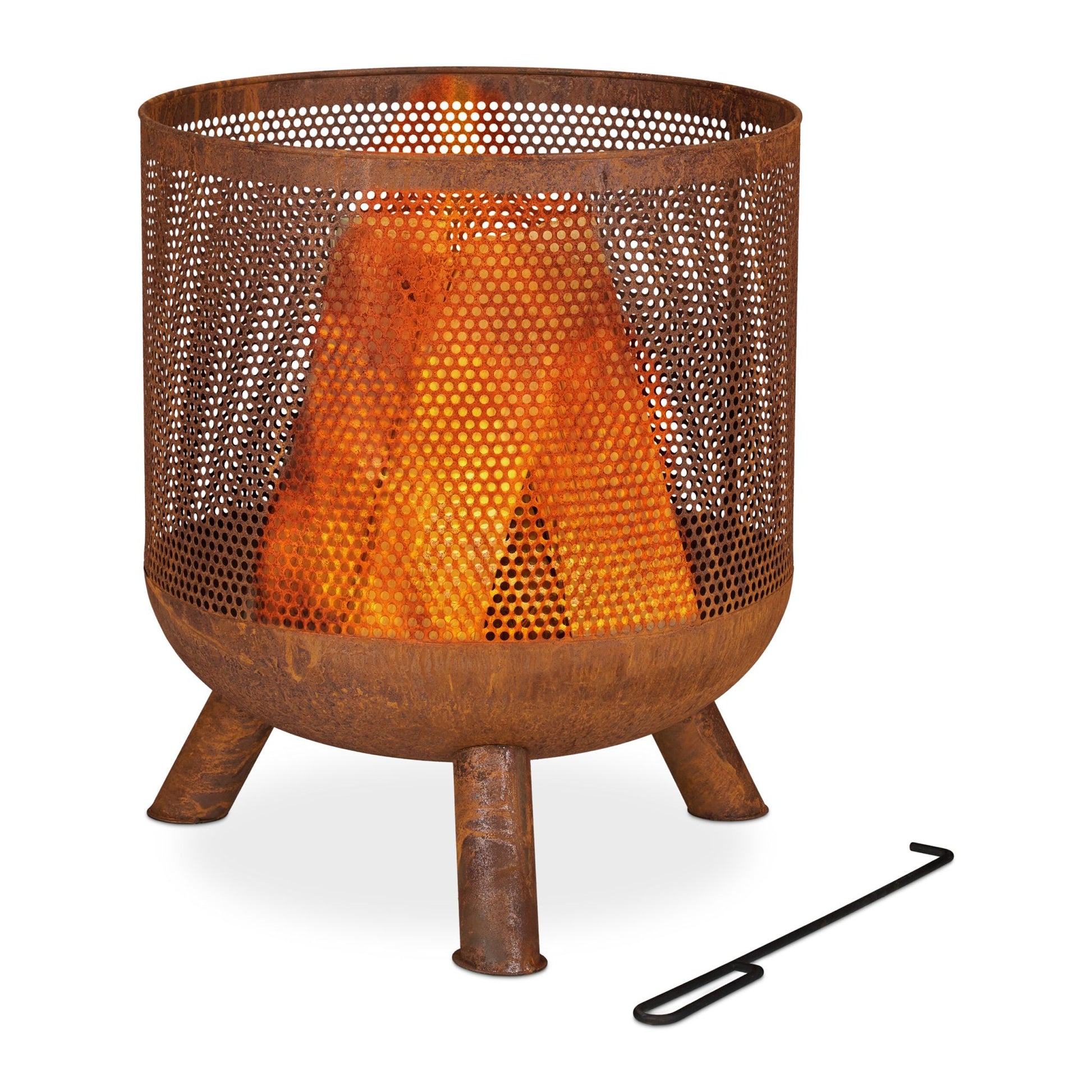 Mesh Feuerkorb in Rostoptik Braun von Relaxdays