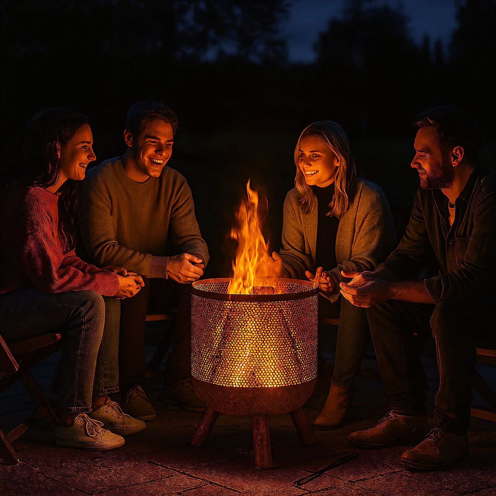 Mesh Feuerkorb in Rostoptik Braun von Relaxdays