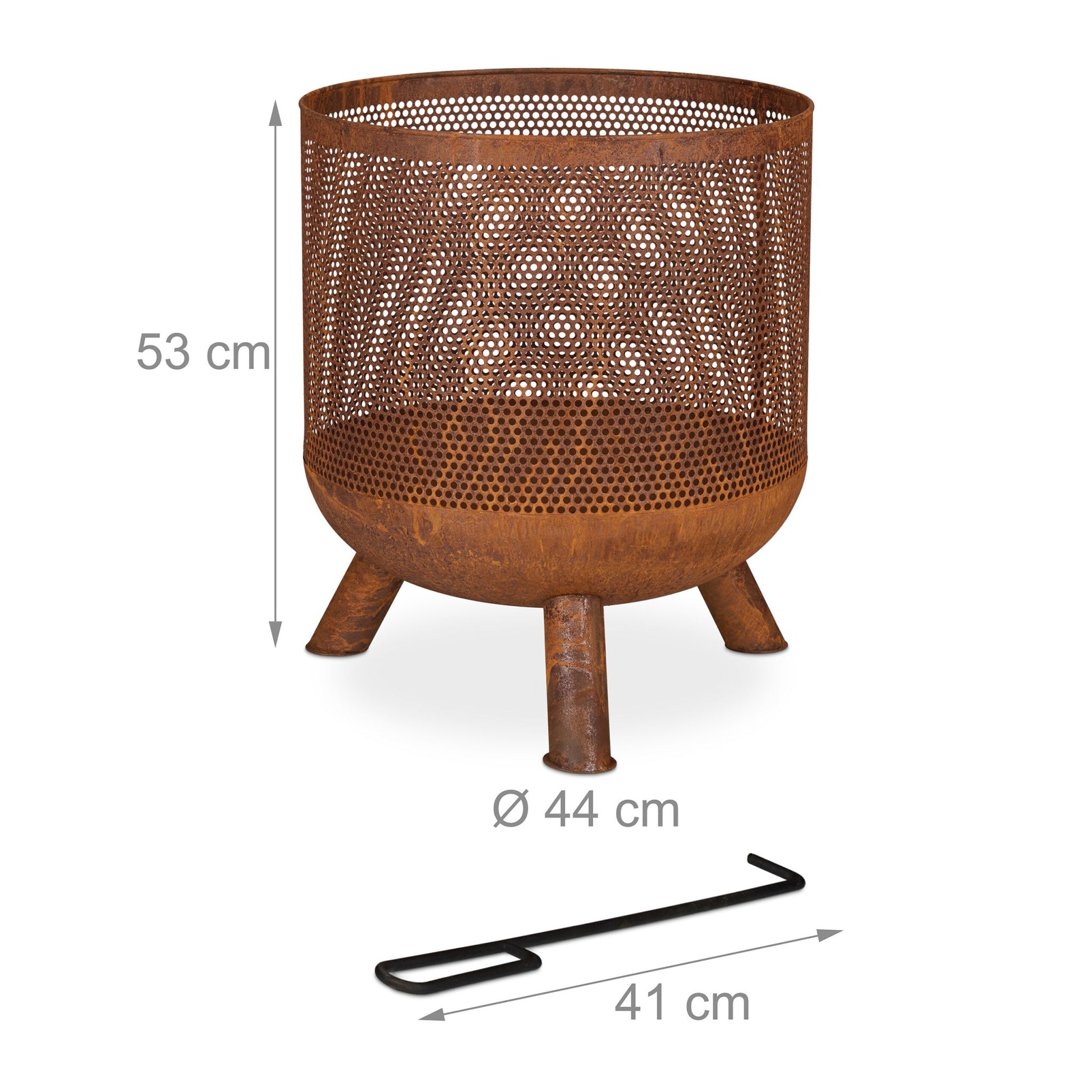 Mesh Feuerkorb in Rostoptik Braun von Relaxdays