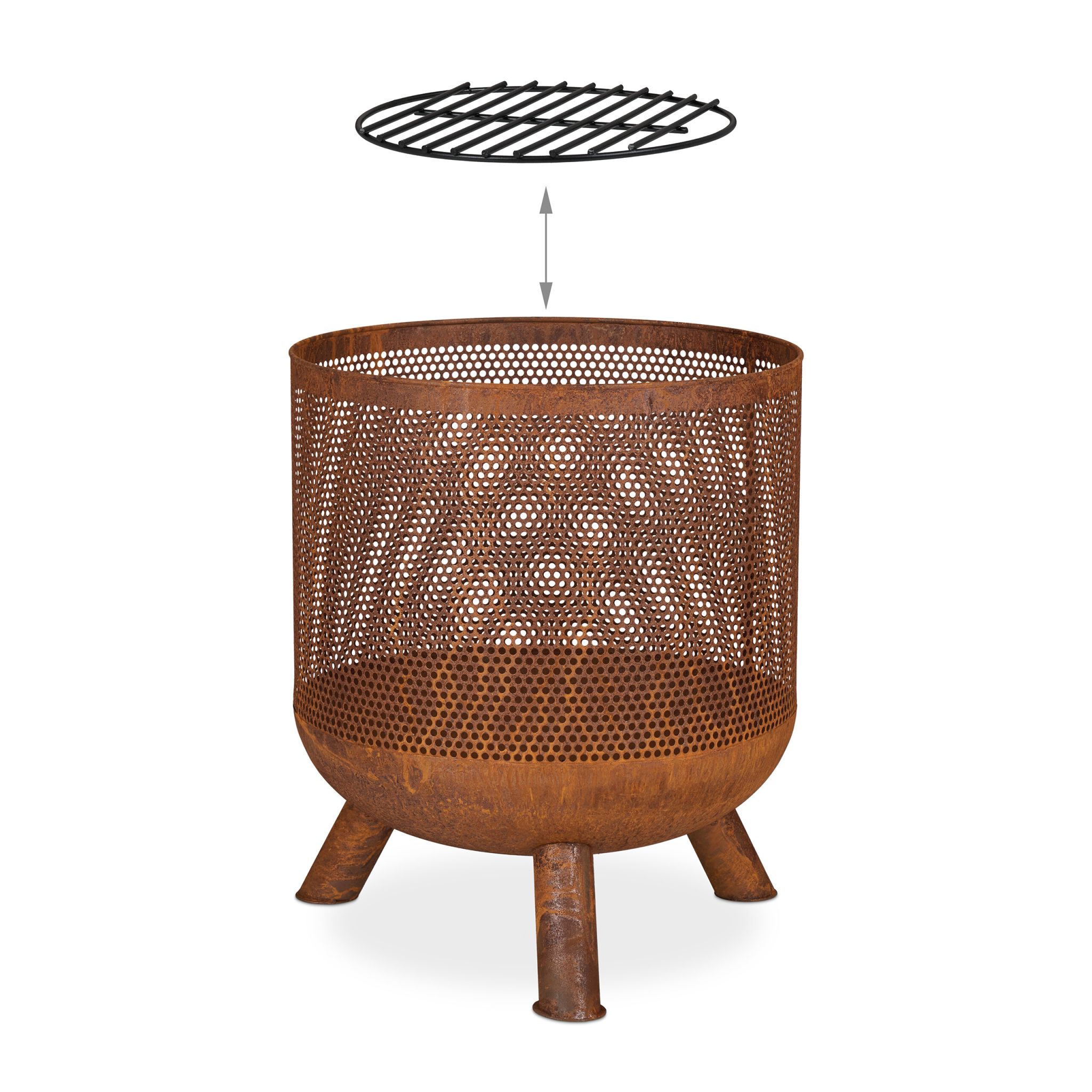 Mesh Feuerkorb in Rostoptik Braun von Relaxdays