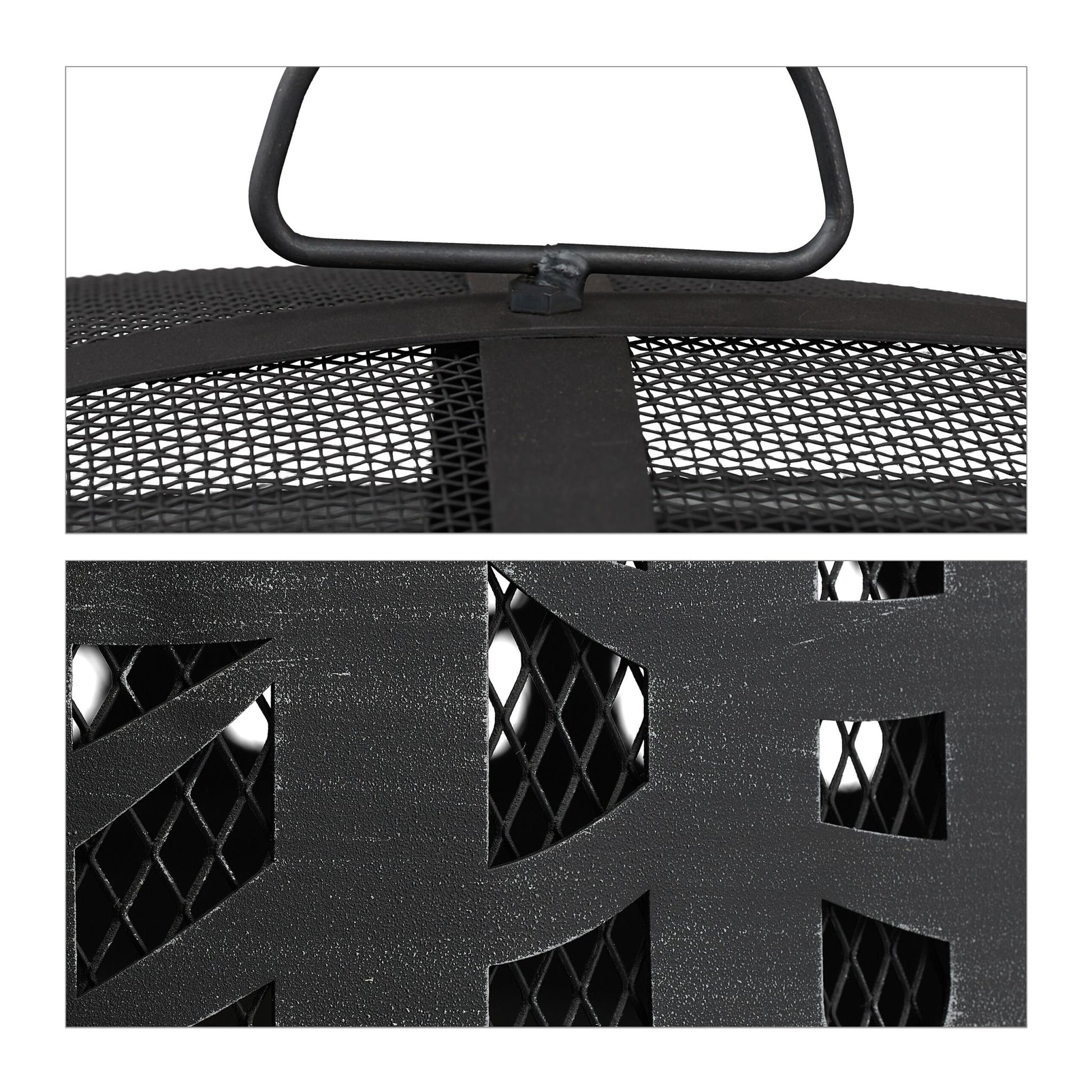 Feuerschale mit Grillrost & Funkenschutz Schwarz-Silber von Relaxdays