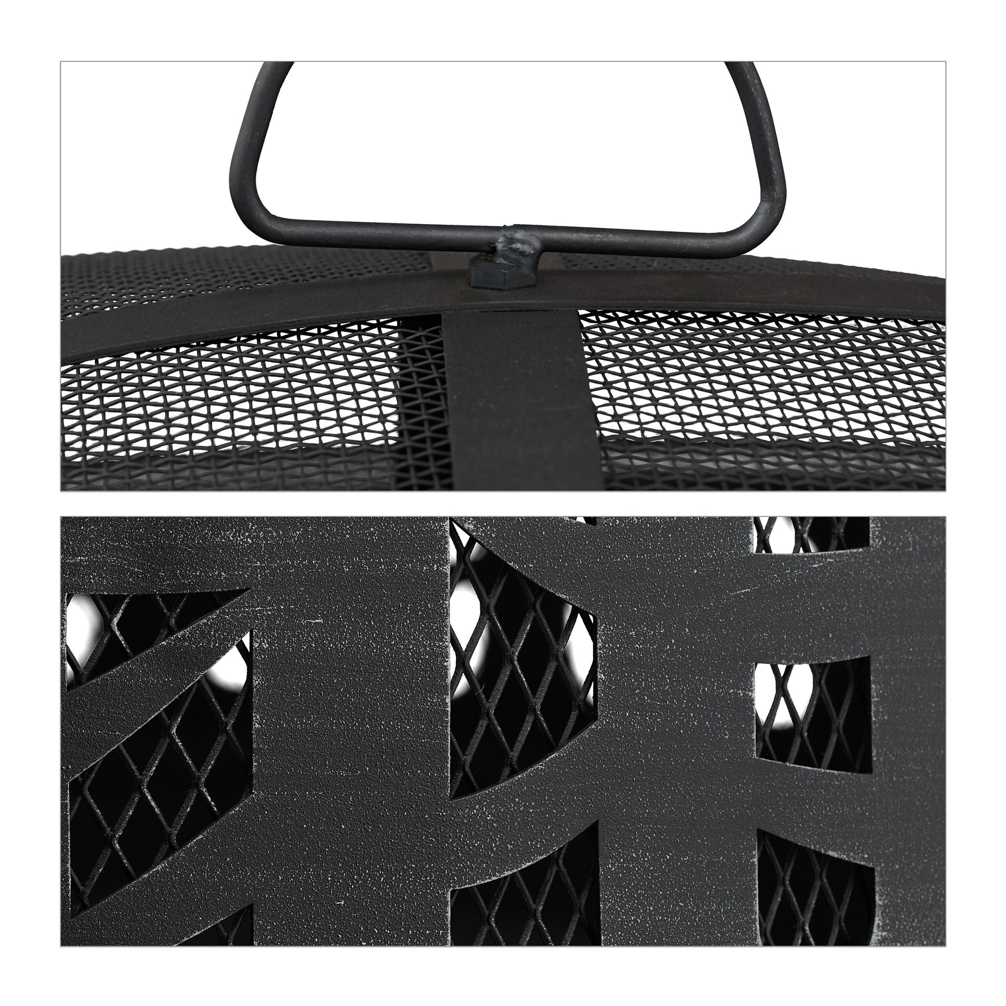 Feuerschale mit Grillrost & Funkenschutz Schwarz-Silber von Relaxdays