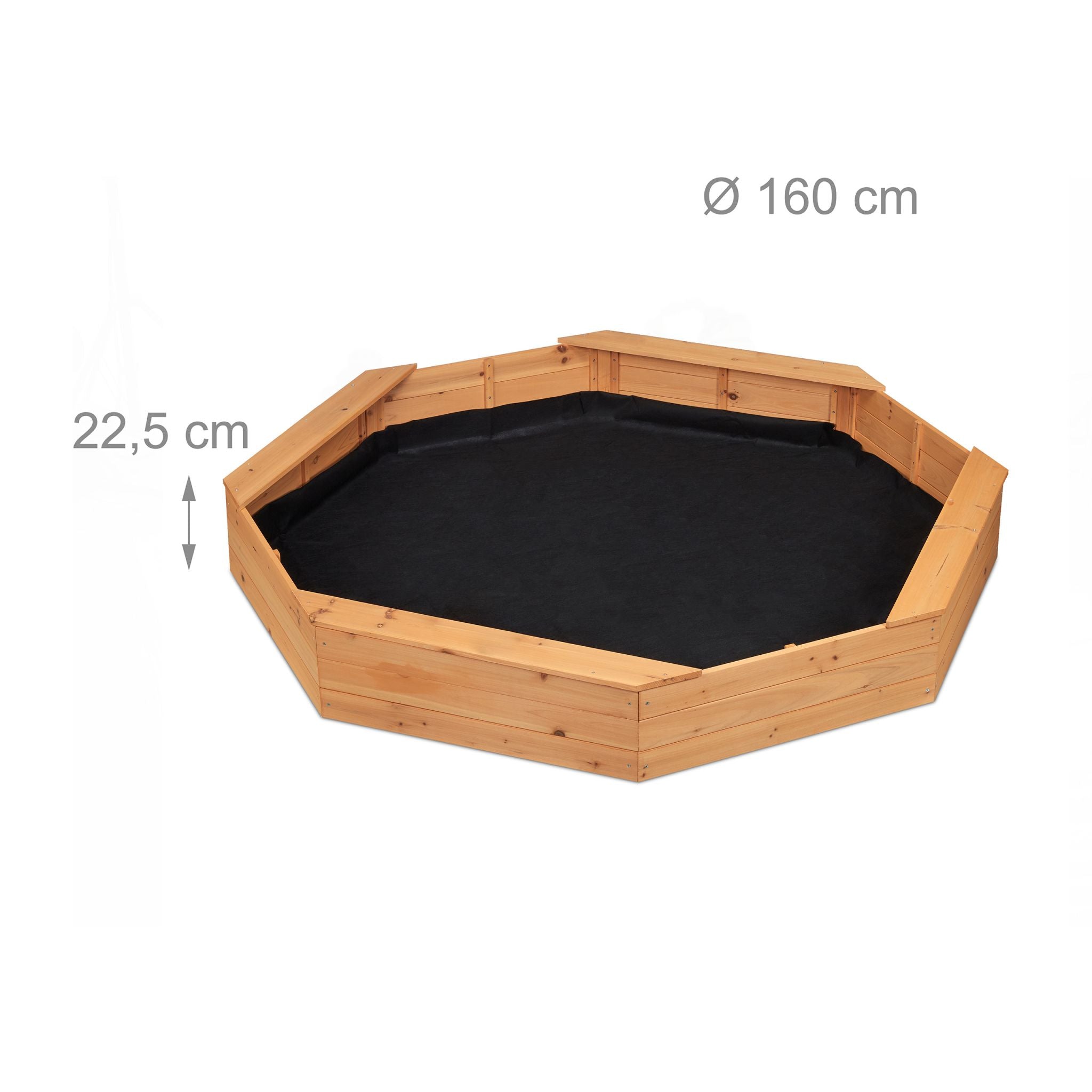Sandkasten Achteck mit Vlies Hellbraun von Relaxdays