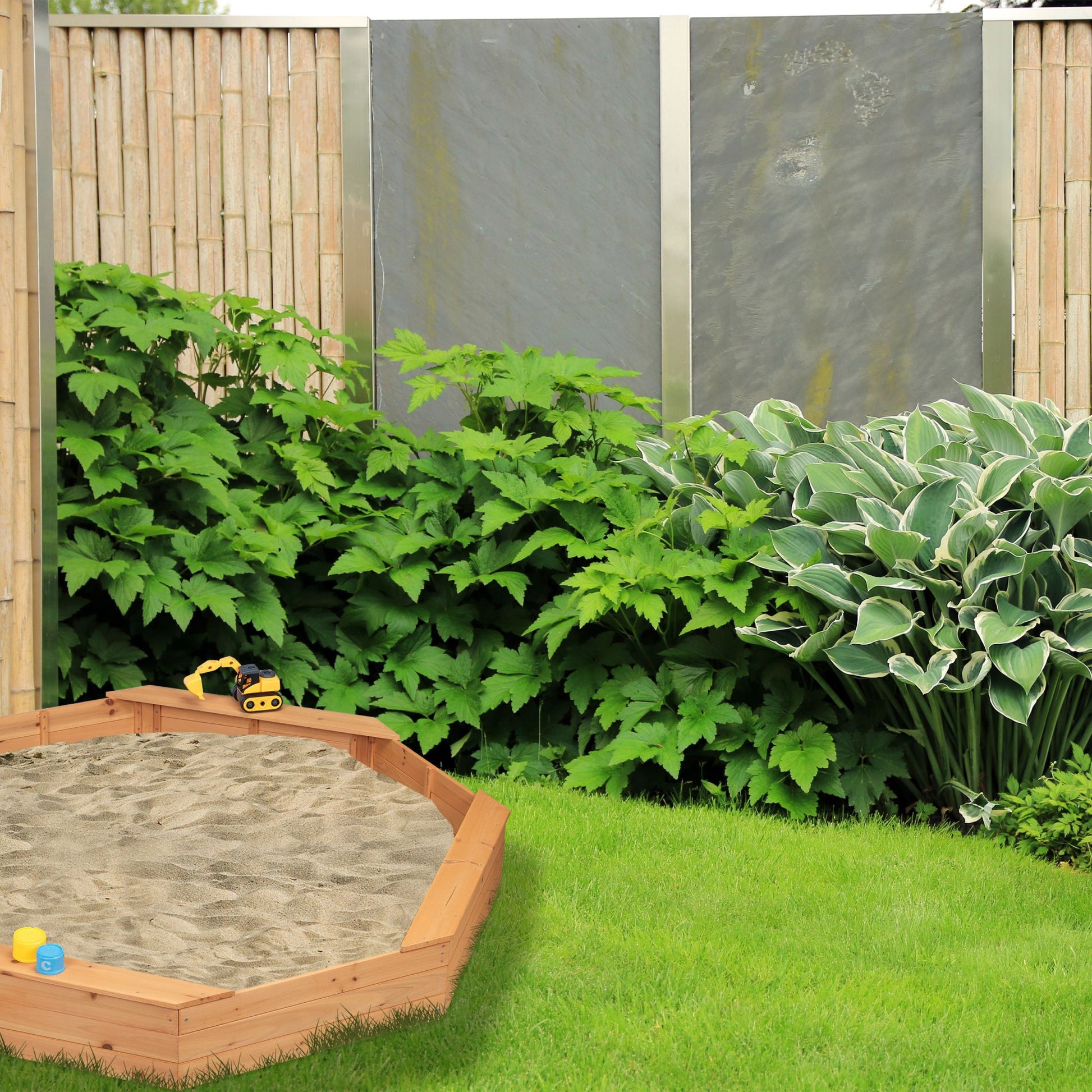 Sandkasten Achteck mit Vlies Hellbraun von Relaxdays