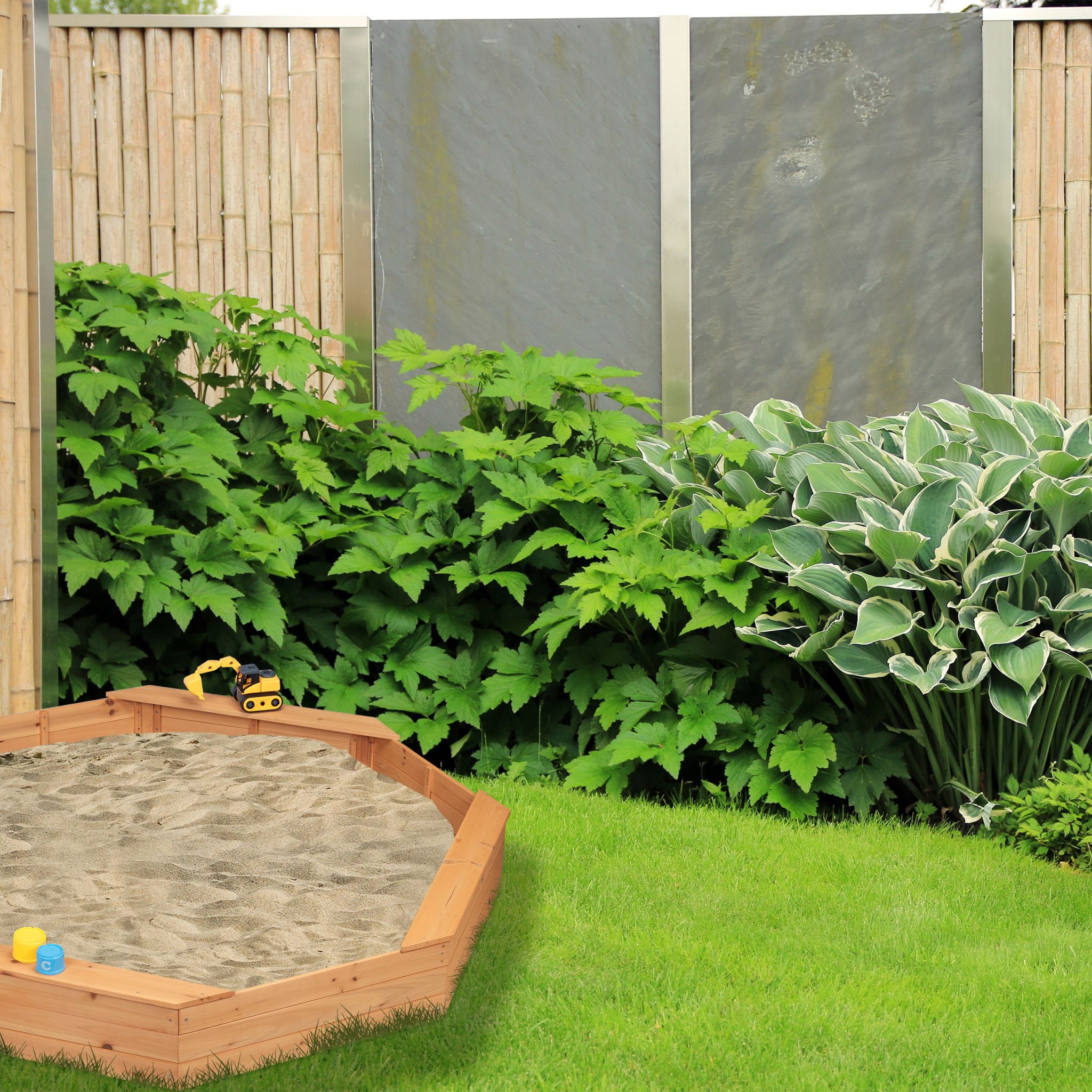 Sandkasten Achteck mit Vlies Hellbraun von Relaxdays