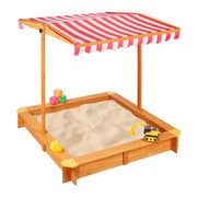 Sandkasten mit Dach Weiss-Hellbraun-Rot von Relaxdays