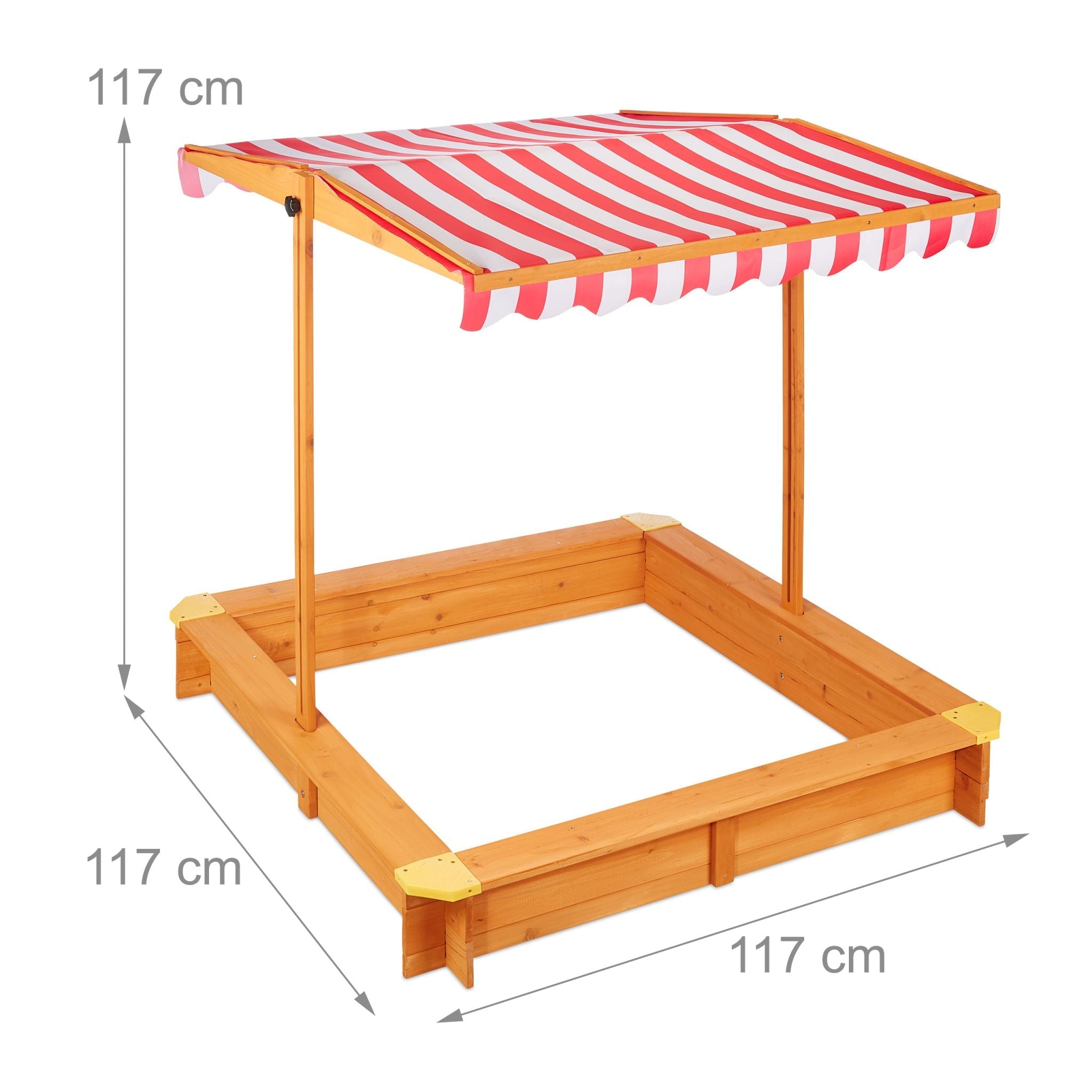 Sandkasten mit Dach Weiss-Hellbraun-Rot von Relaxdays