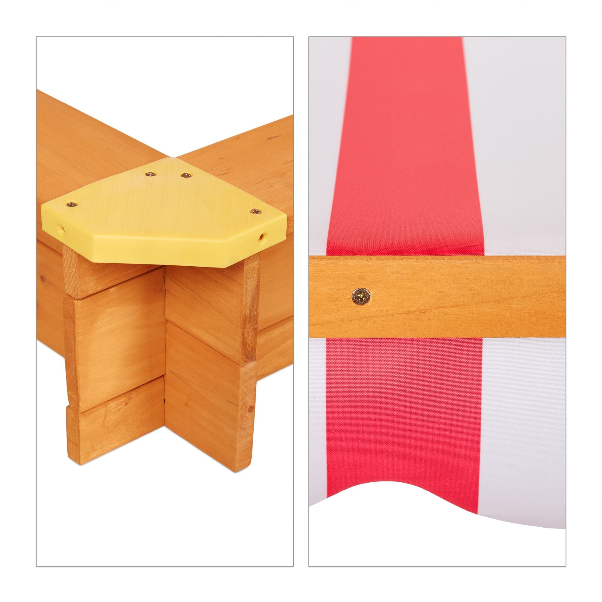 Sandkasten mit Dach Weiss-Hellbraun-Rot von Relaxdays