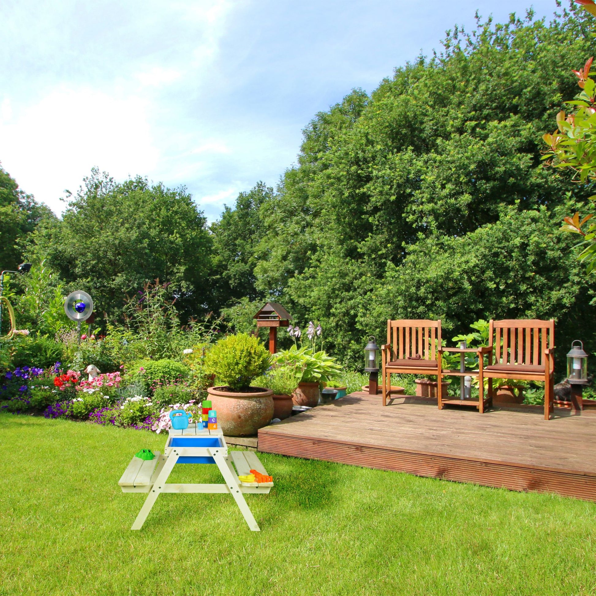 Kindersitzgruppe Holz Weiss-Blau von Relaxdays