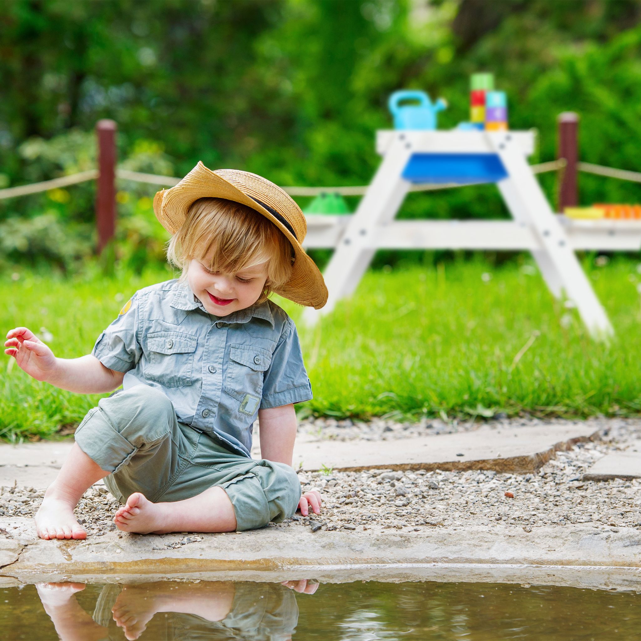 Kindersitzgruppe Holz Weiss-Blau von Relaxdays