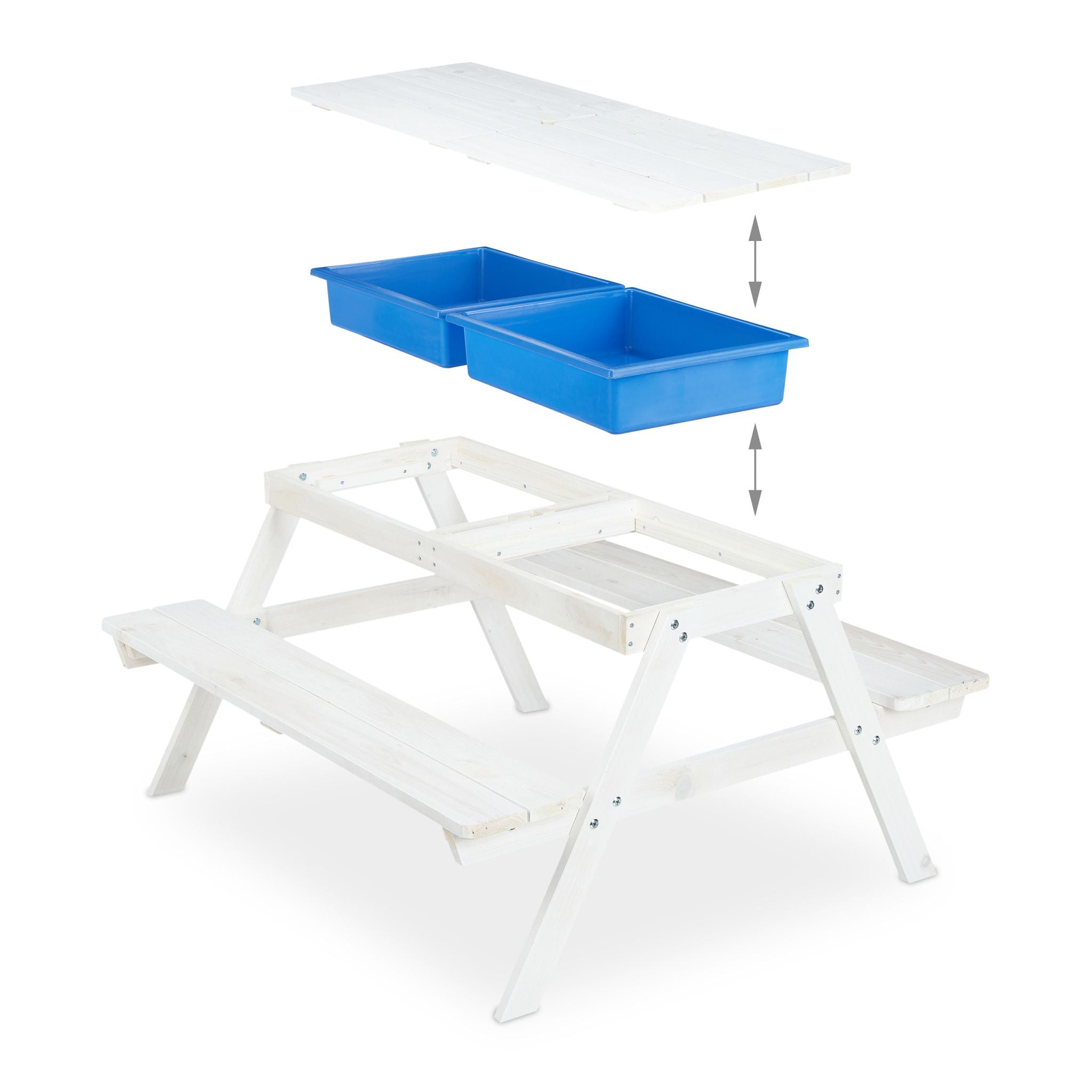 Kindersitzgruppe Holz mit Schirm Weiss von Relaxdays
