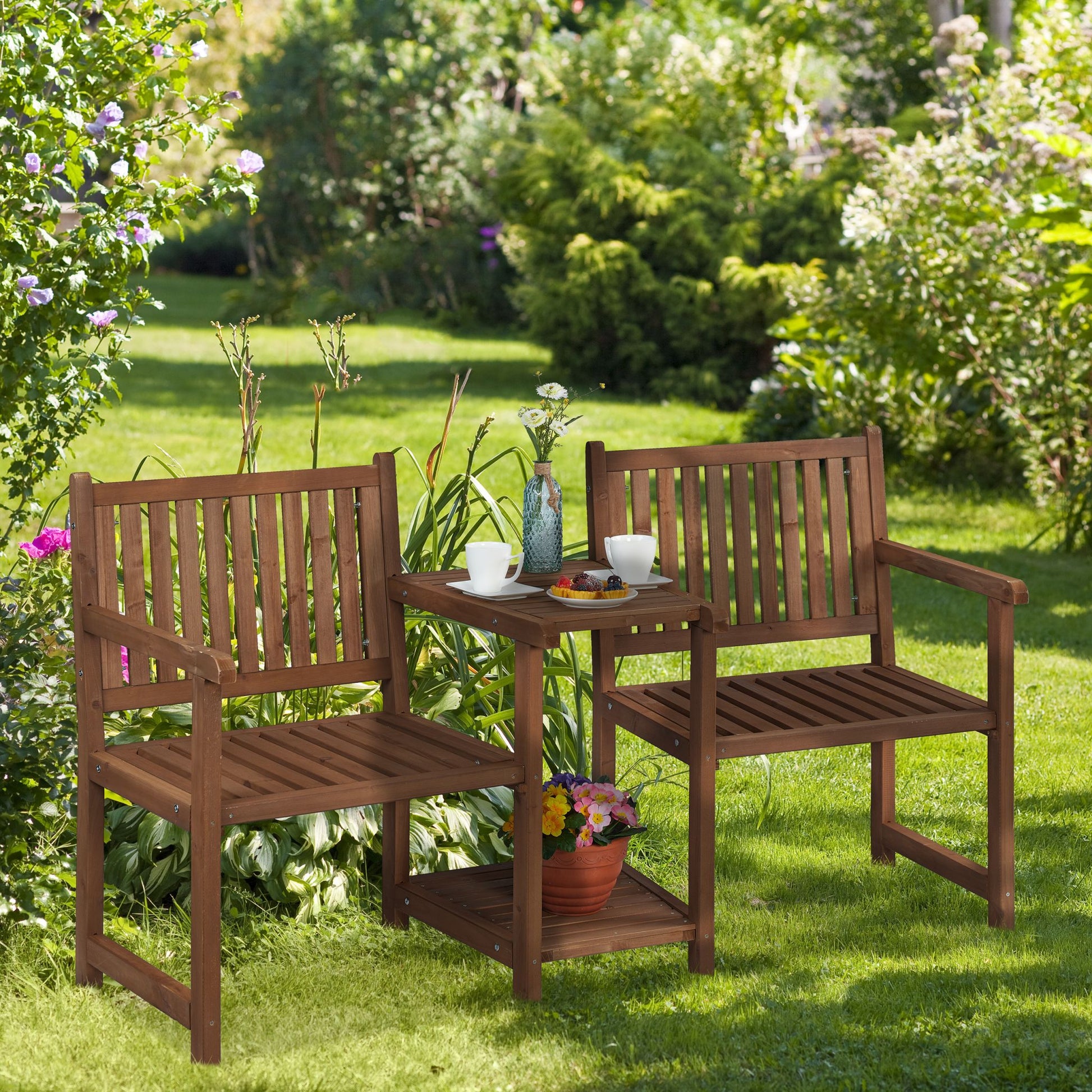 Gartenbank mit Tisch Braun von Relaxdays