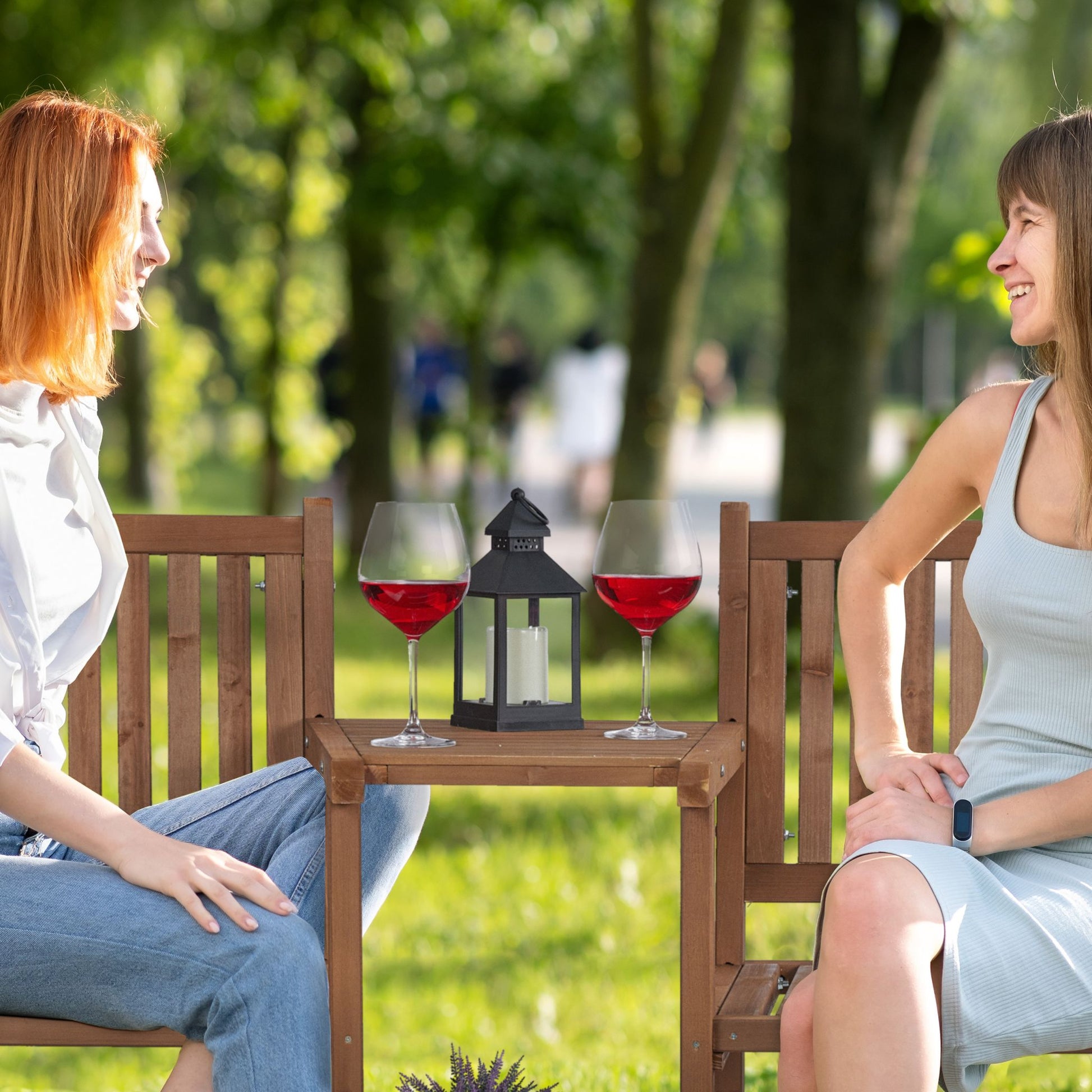 Gartenbank mit Tisch Braun von Relaxdays