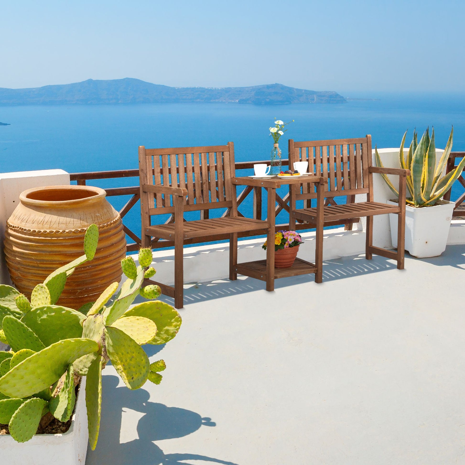 Gartenbank mit Tisch Braun von Relaxdays