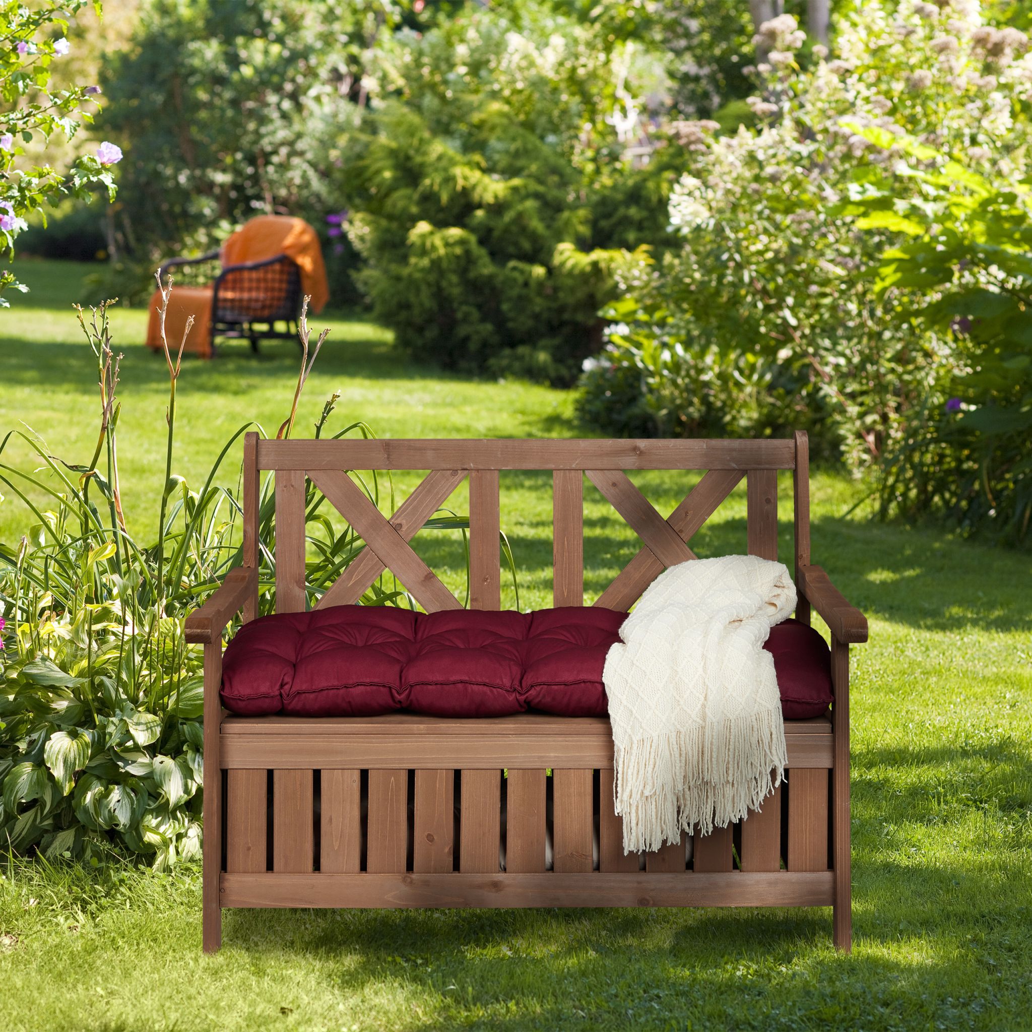 Gartenbank mit Stauraum Dunkelbraun von Relaxdays