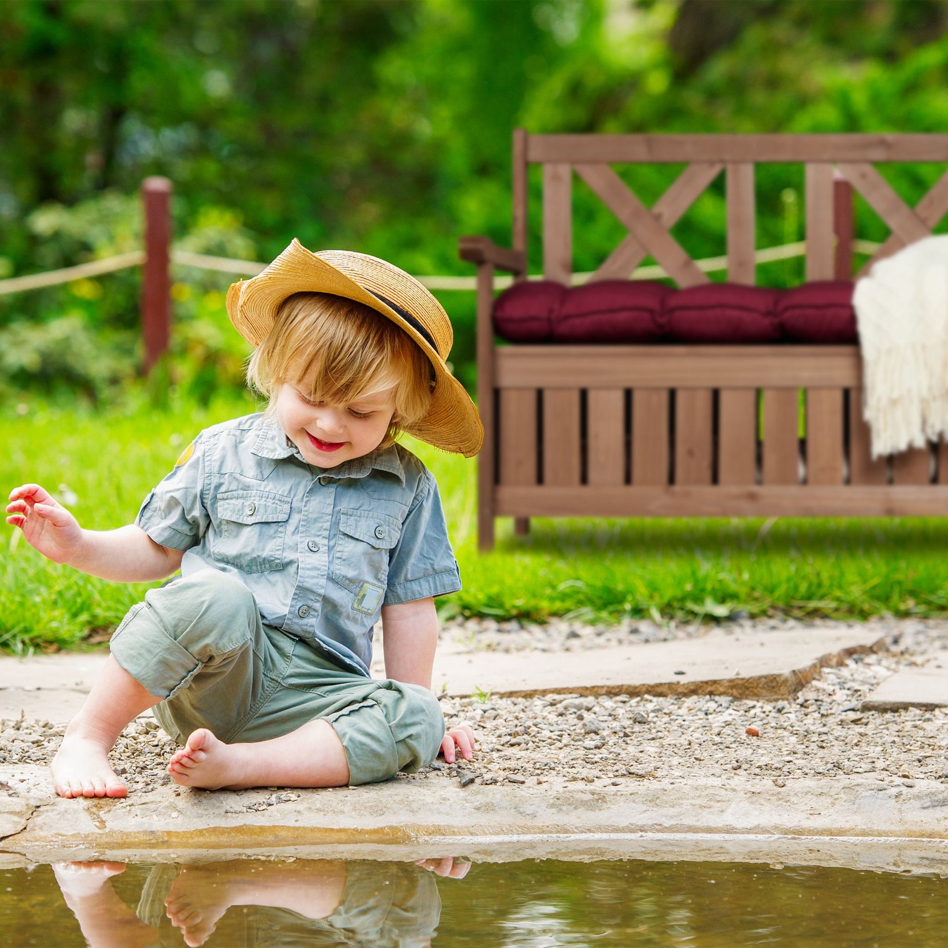 Gartenbank mit Stauraum Dunkelbraun von Relaxdays