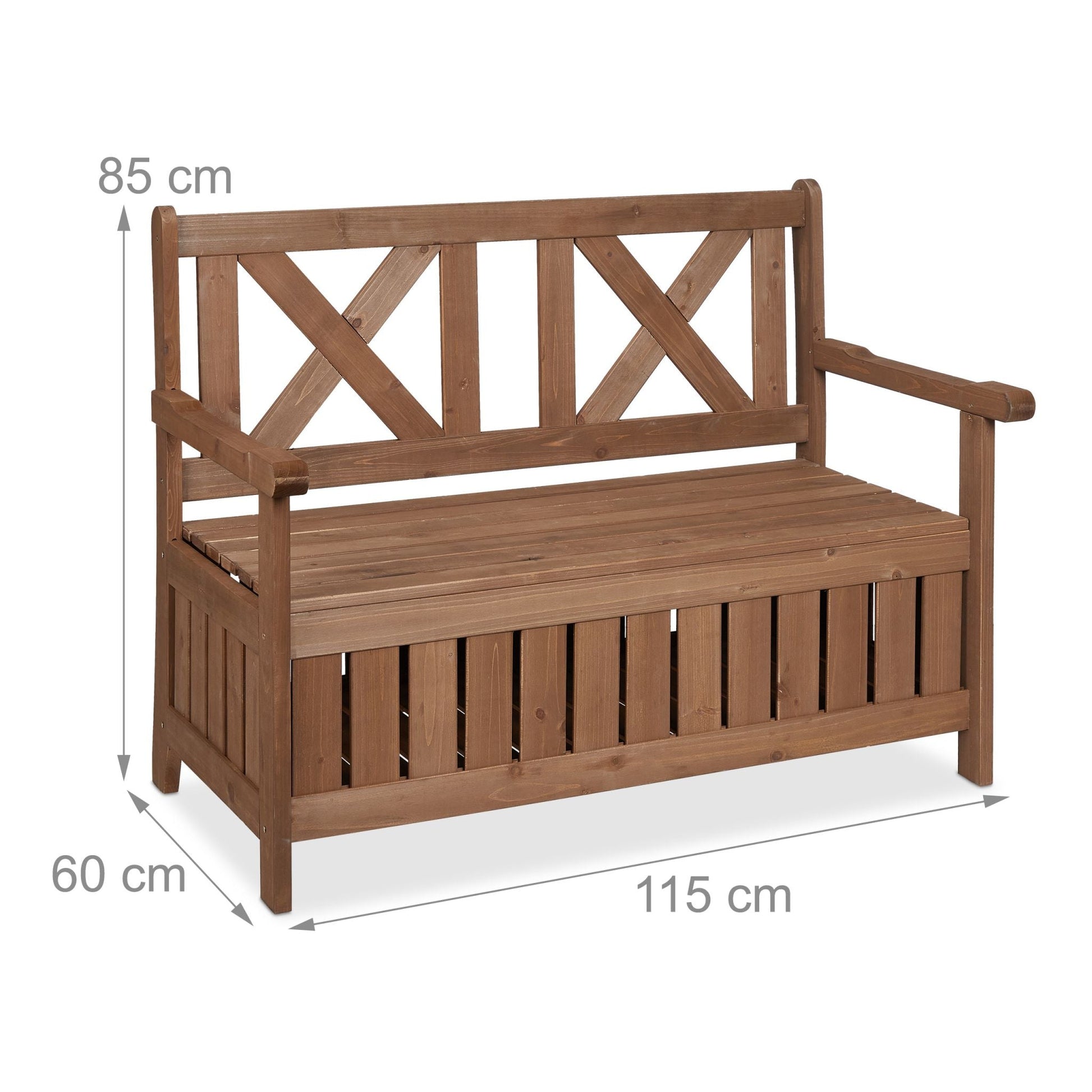 Gartenbank mit Stauraum Dunkelbraun von Relaxdays