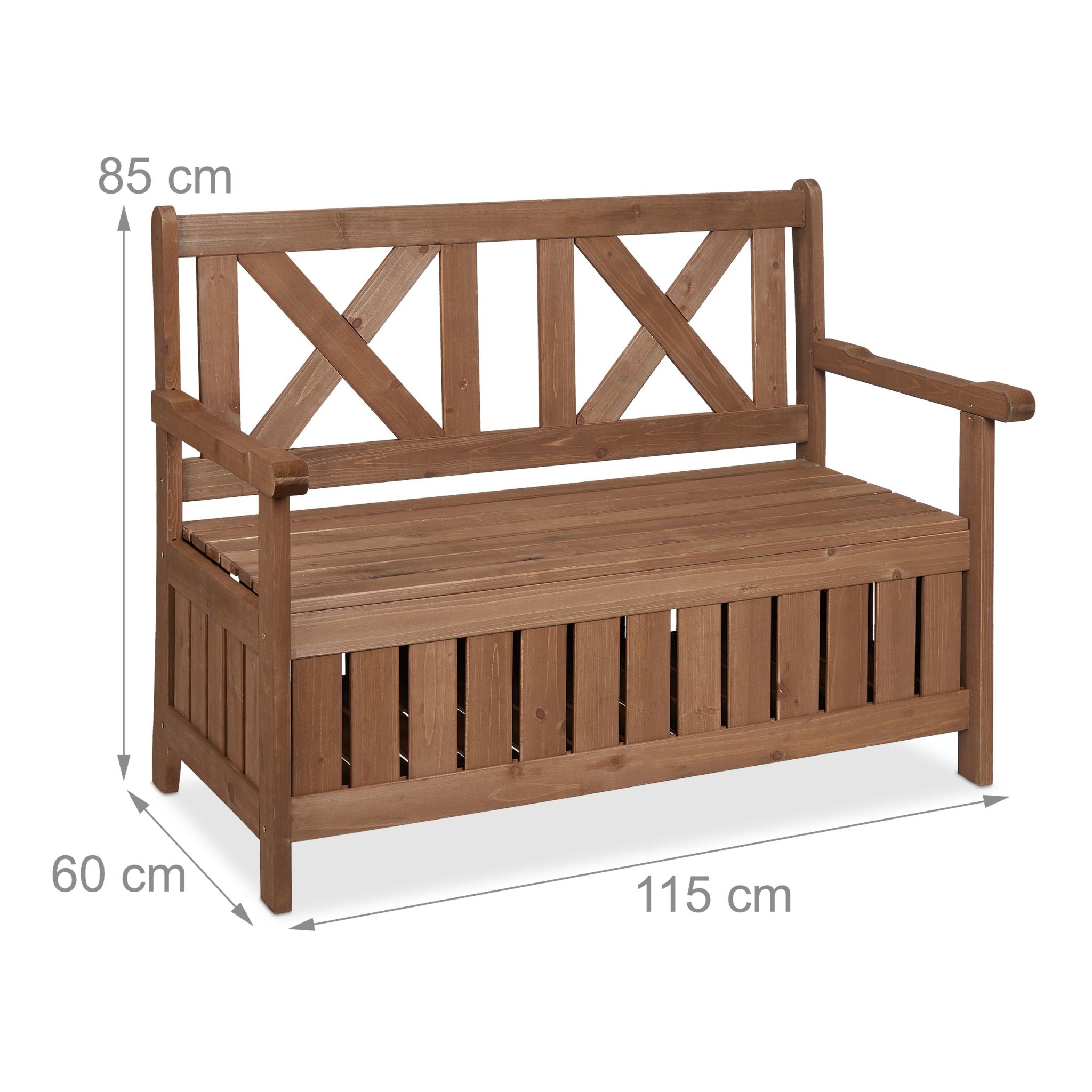 Gartenbank mit Stauraum Dunkelbraun von Relaxdays
