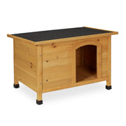 Aufklappbare Hundehütte Holz Hellbraun-Schwarz von Relaxdays