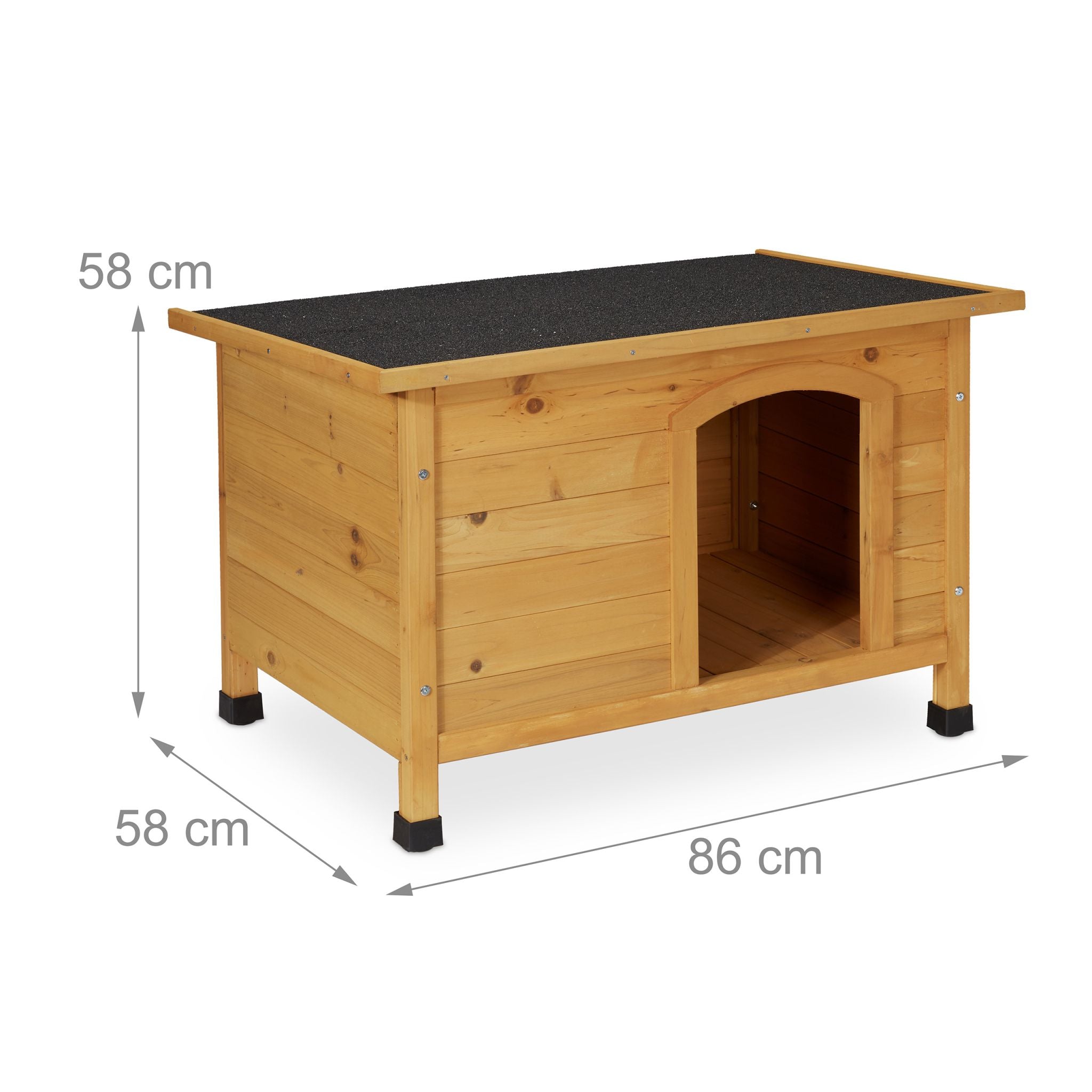 Aufklappbare Hundehütte Holz Hellbraun-Schwarz von Relaxdays